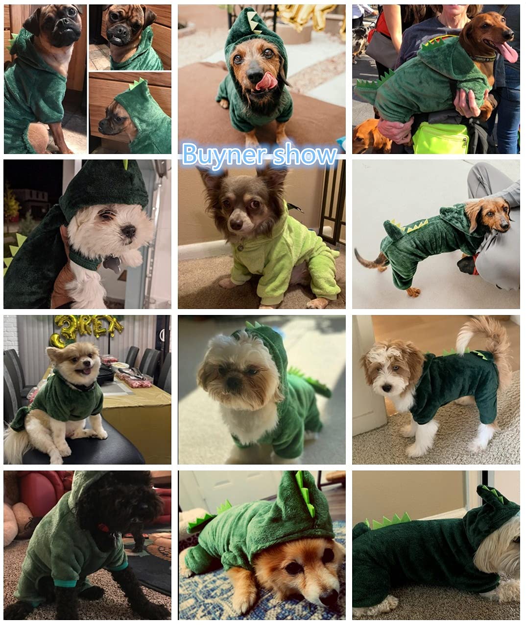 Idepet Dinosaur Dog Costume Clothes for Small Dogs Pet Halloween Costume Puppy Clothing Cats Outfits Funny Apperal(Green,XL)