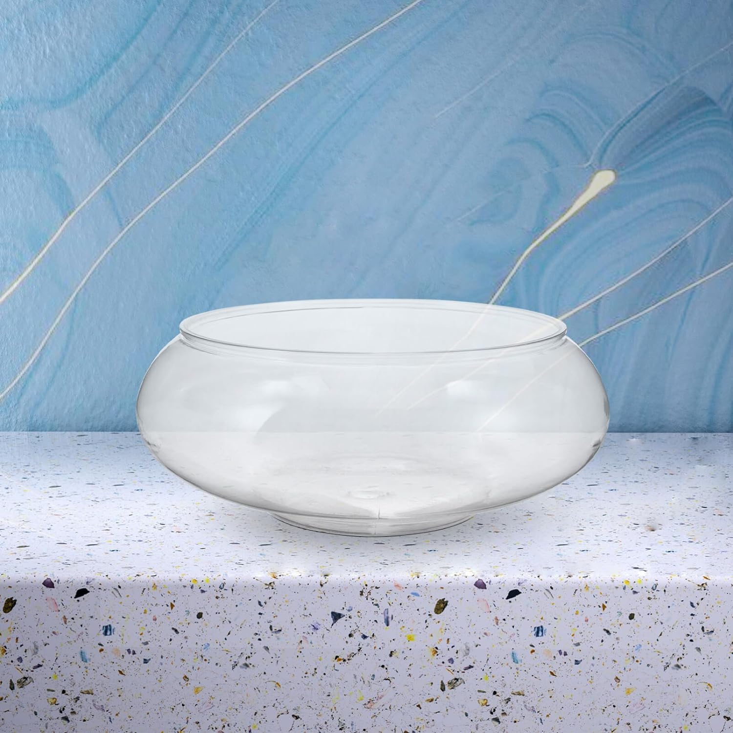 Clear Fish Bowl Vase Bubble Bowl Round Shallow Planter Plastic Container Fish Bowl Aquatic Plant Pot Daffodil Pot Hydroponic Pla