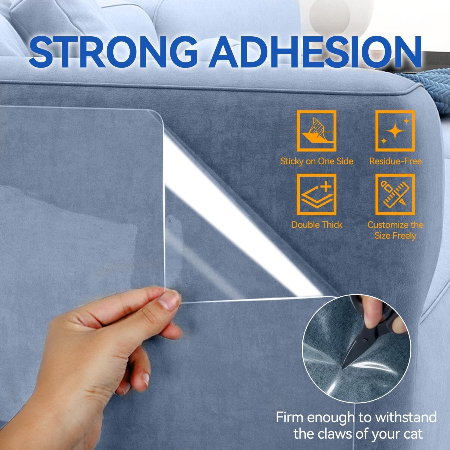 [Thicken Vinyl] Anti Cat Scratch Furniture Protector, Single-Sided Sticky Couch Protector From Cat Claws, Stronger Adhesive Cat