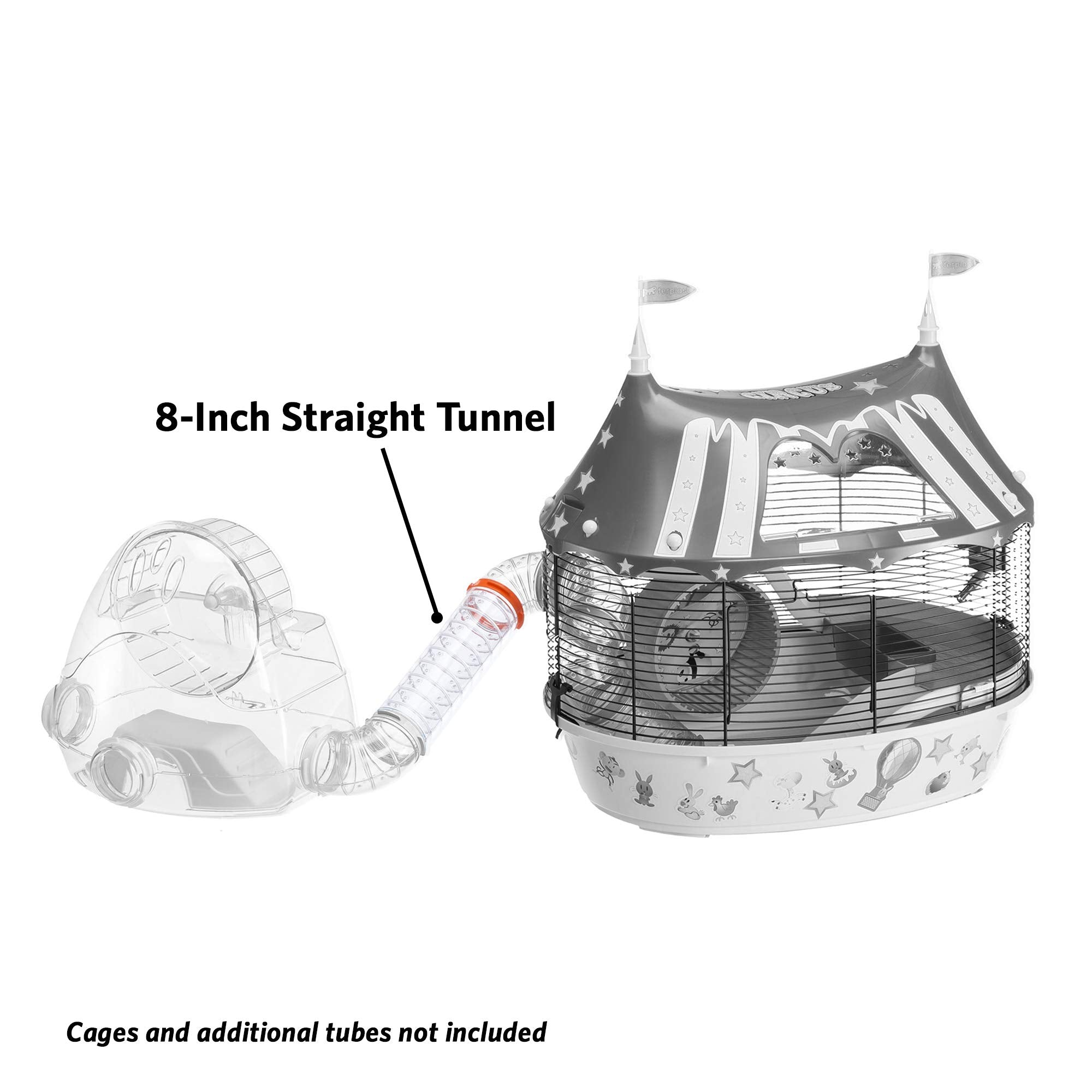 Ferplast Hamster Cage Play Tube | 8-Inch Straight Tunnel, 8L X 2.4 Diameter - Inches