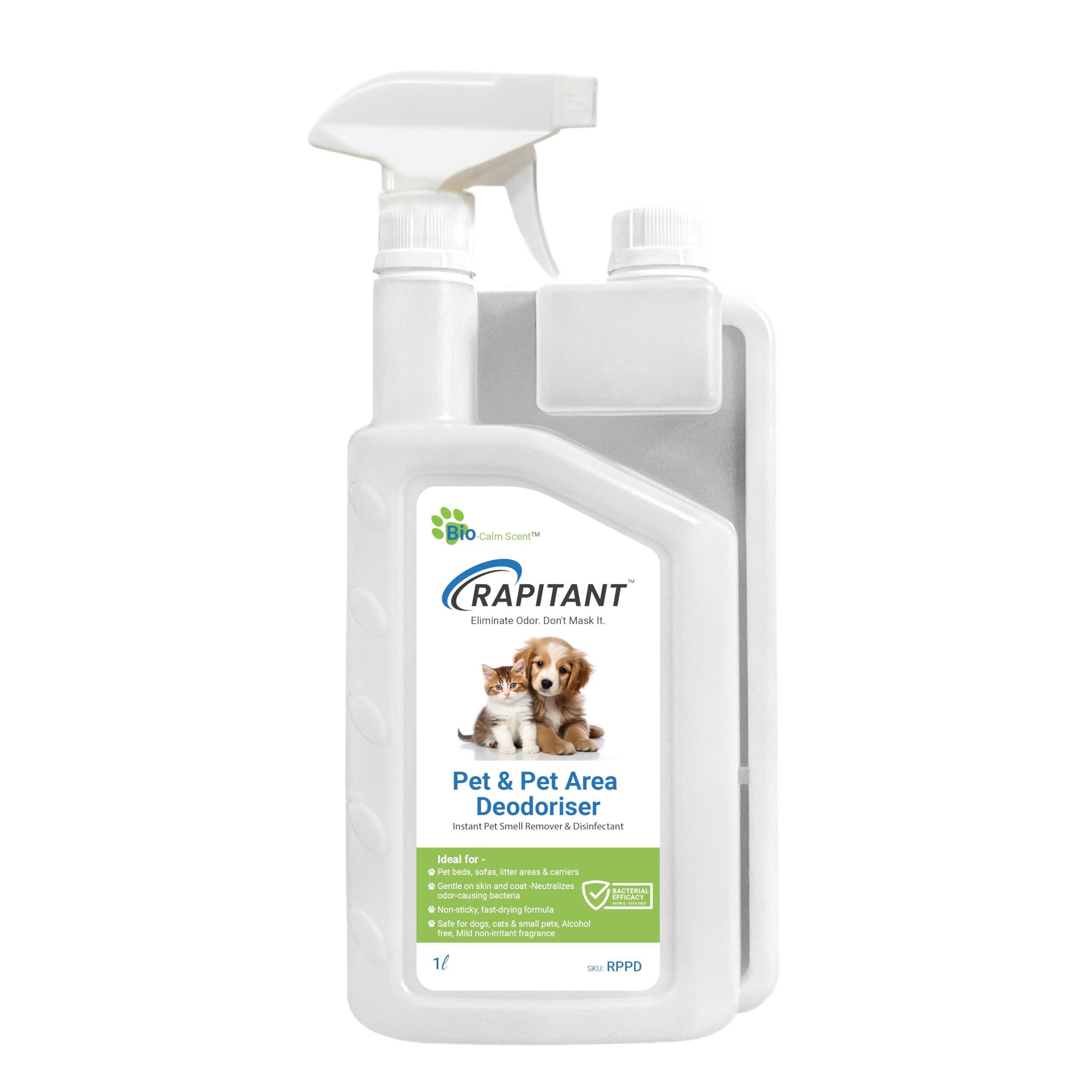 Rapitant Pet & Pet Area Deodoriser Spray 1L, Powerful Odour Eliminator For Dog & Cat Urine, Pet Safe NonToxic Formula, FastAct