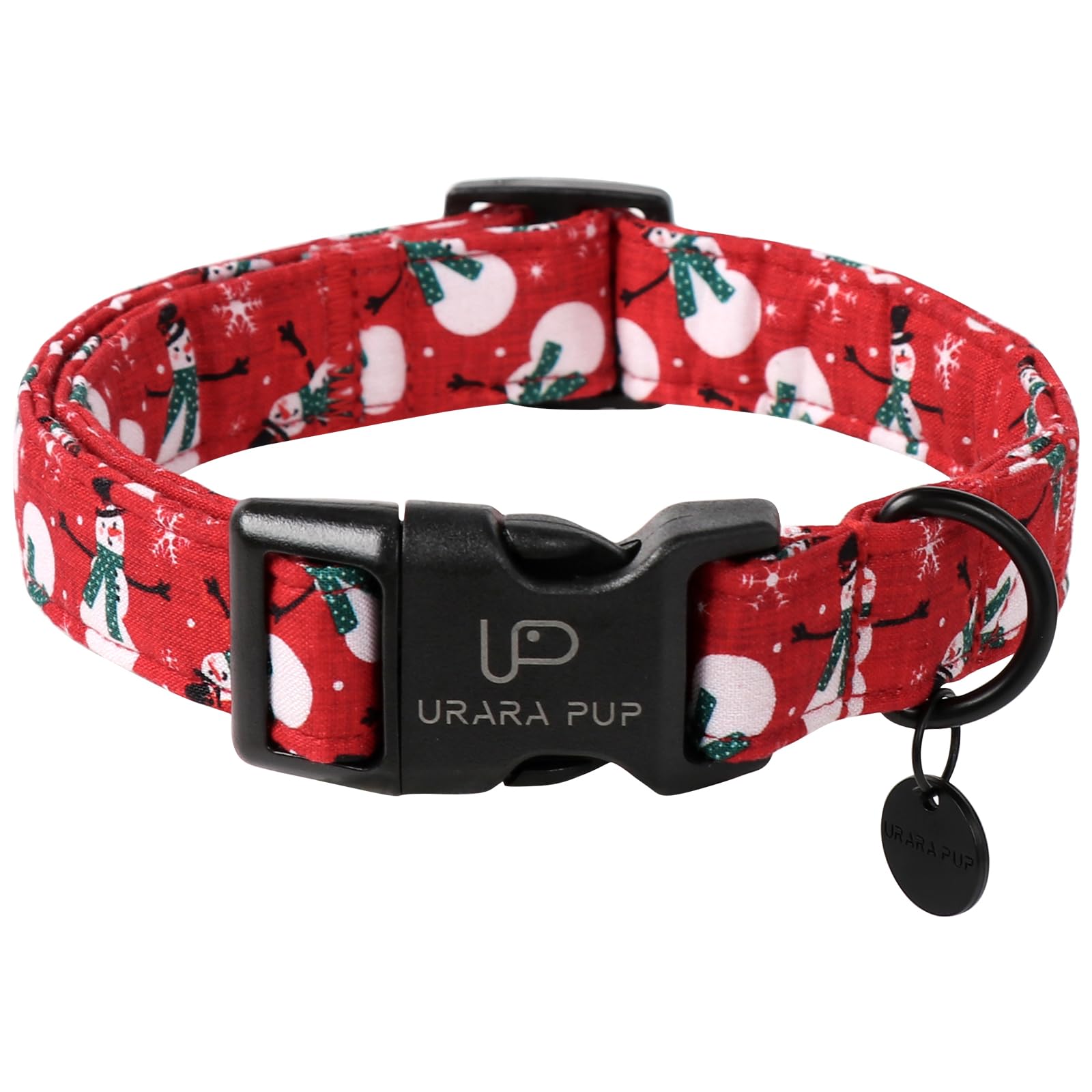 Up Urara Pup Red Christmas Dog Collar, Cute Snowman Christmas Collar With Quick Release, Comfortable Cotton Dog Collar For Puppy
