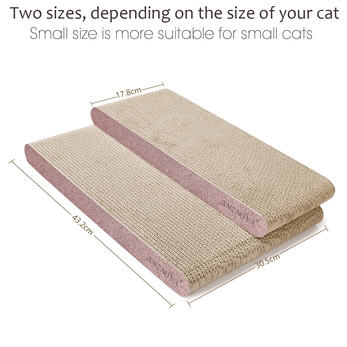 Amznova Cat Scratcher, Scratching Pad, Durable Recyclable Cardboard With Catnip, Narrow, Glitter Rose Gold