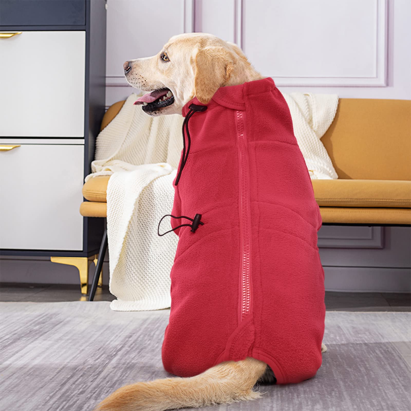 Rozkitch Dog Winter Coat Soft Fleece Pullover Pajamas, Pet Windproof Warm Cold Weather Jacket Vest Cozy Onesie Jumpsuit Apparel Outfit Clothes For Small, Medium, Large Dogs Walking Hiking Travel Sleep