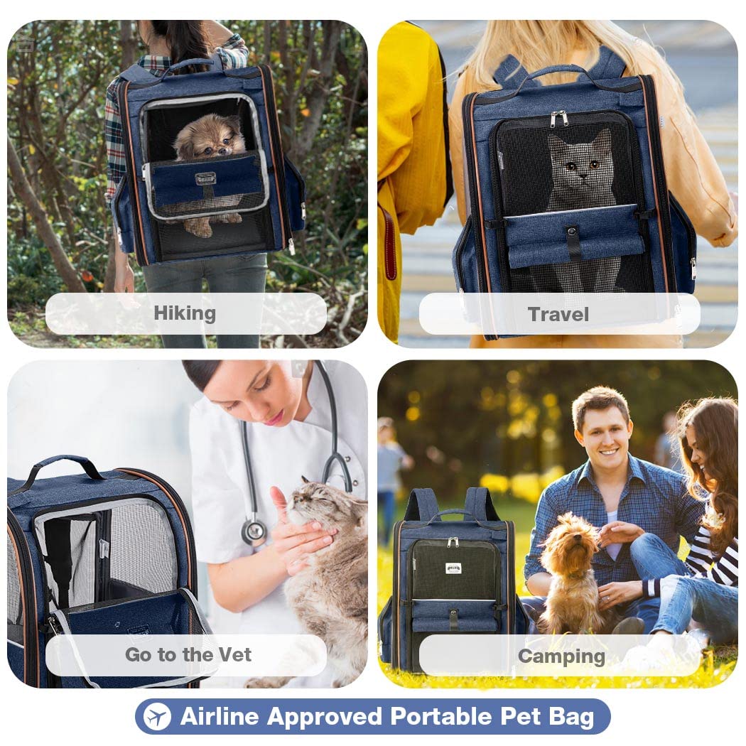 Lekebobor Extra Large Cat Backpack Carrier Expandable Pet Carrier Backpack For Small Dogs Medium Cats Fit Up To 18 Lbs, Dog Back