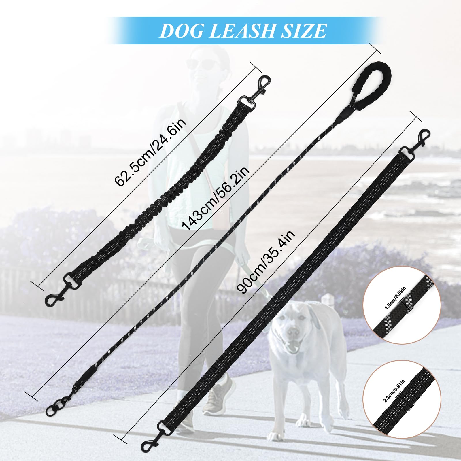 Dog Double Leashes,5-In-1 Pet Leash For Multiple Pets - Heavy Duty Dog Cat Lead With Reflective Stripes, Comfort Grip & Durable