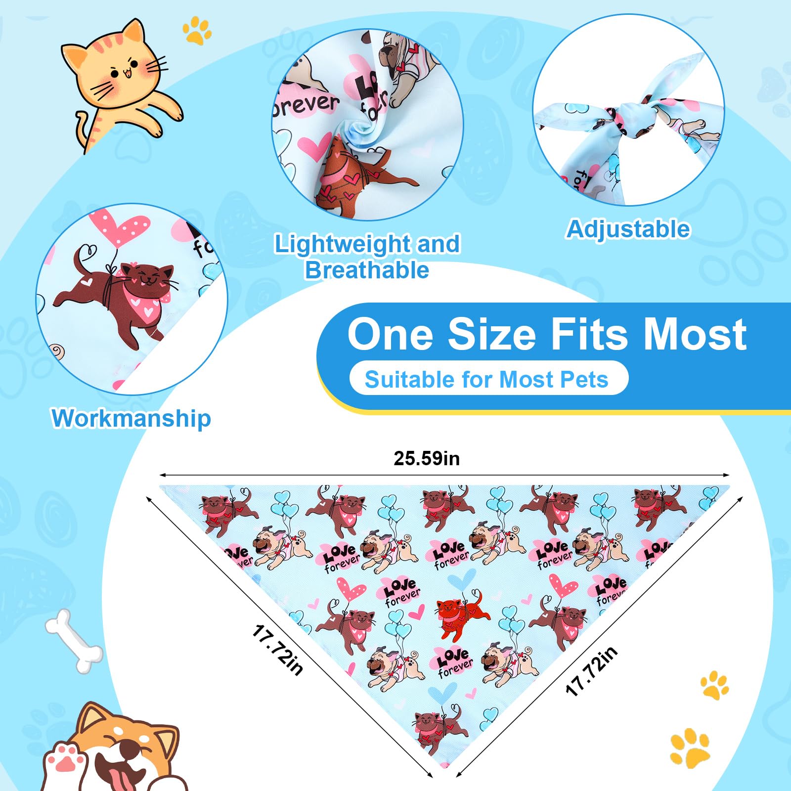 Bulyoou 72 Pcs Dog Bandanas Bulk for Summer Adjustable Washable Pet Triangle Scarf Soft Kerchief Bib for Summer Holiday Pet Cost