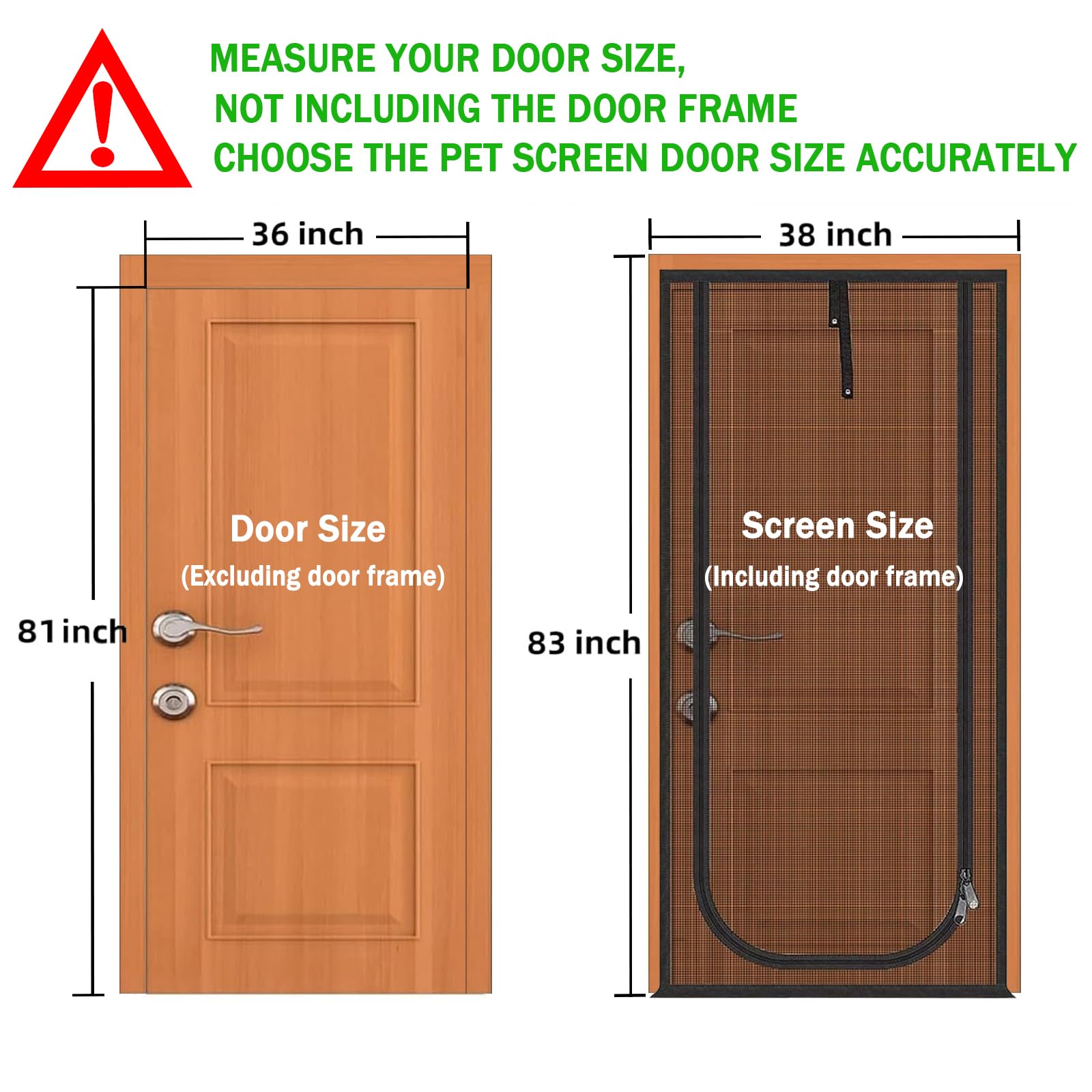 QWR Reinforced Cat Screen Door,Fits Door Size 36x 81,Thickened Cat Resistant Mesh Screen Door for Living Room,Kitchen,Bedroo