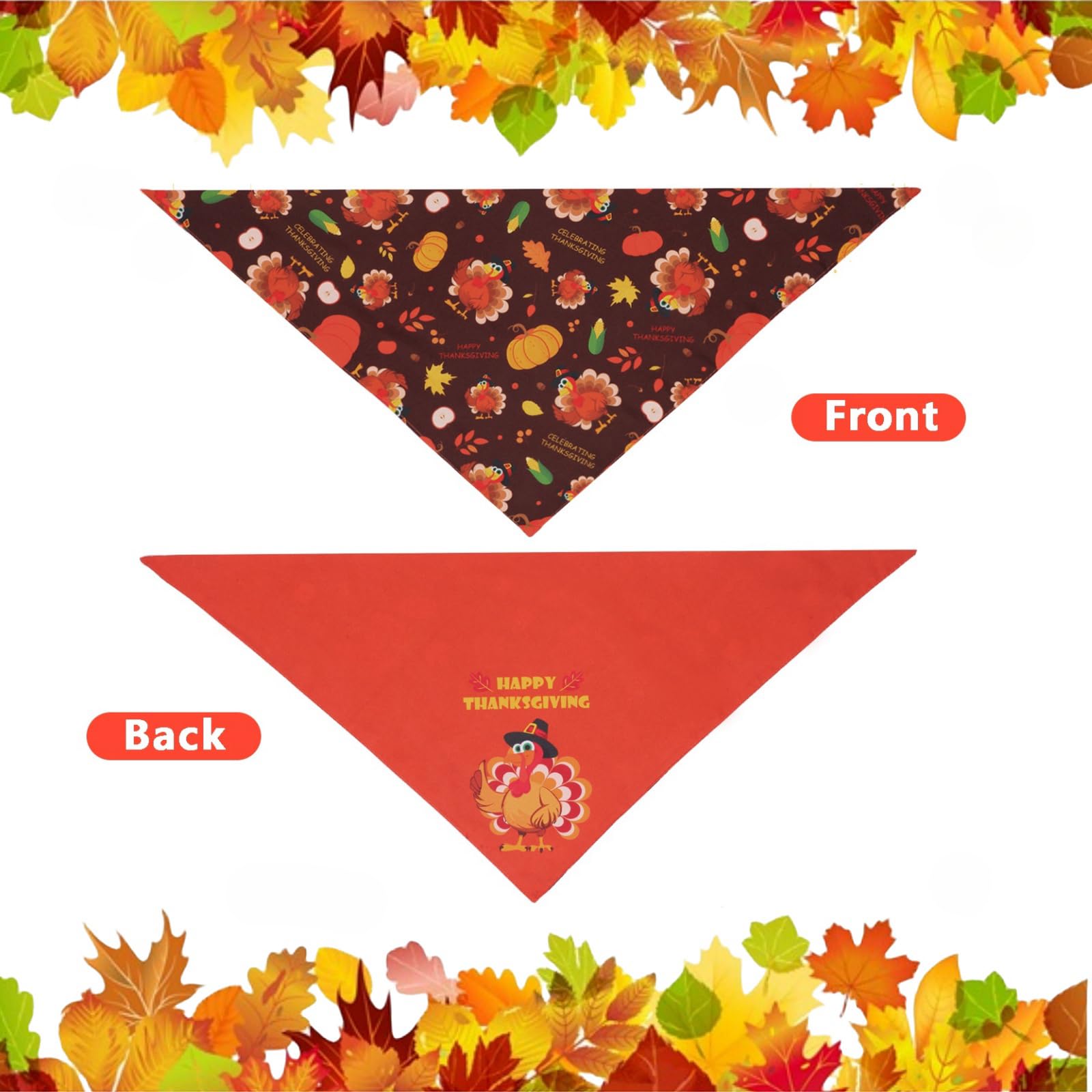 Gofshy Thanksgiving Dog Bandana Small 1PCS, Triangle Reversible Holiday Scarf for Boy and Girl, Fall Autumn Bibs Accessories for
