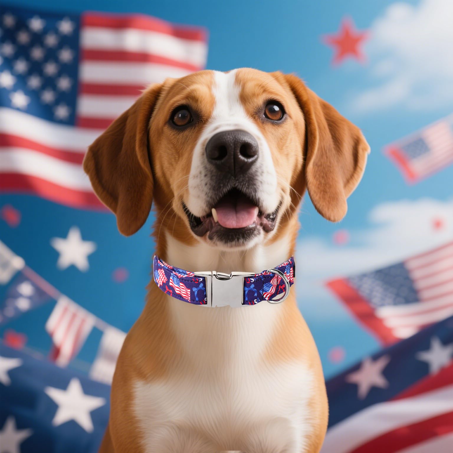 Maca Bates 4Th Of July Basic Dog Collar American Flag Usa Patriotic 4 Of 7 Dogs Collars Adjustable Soft Flags Independence Day G
