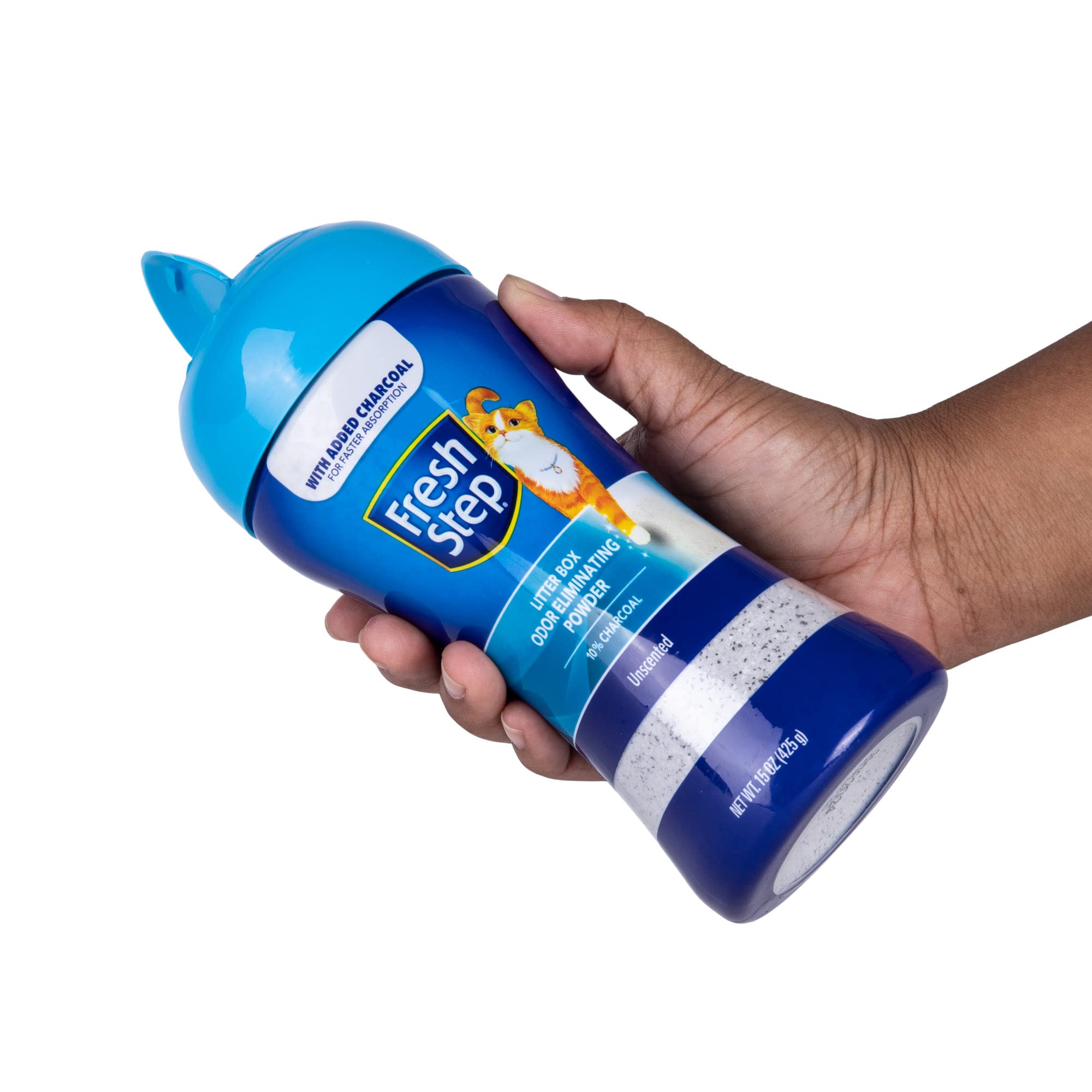 Fresh Step Litter Box Charcoal Odor Eliminating Powder, Sifting/Pour Cap Unscented | Cat Litter Box Deodorizer Powder | Combats