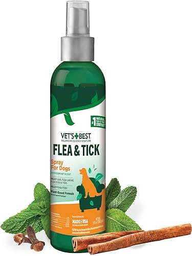 Vet'S Best Tick & Flea Spray - Plant-Based Flea And Tick Prevention For Dogs - Certified Natural Oils - 8 Oz