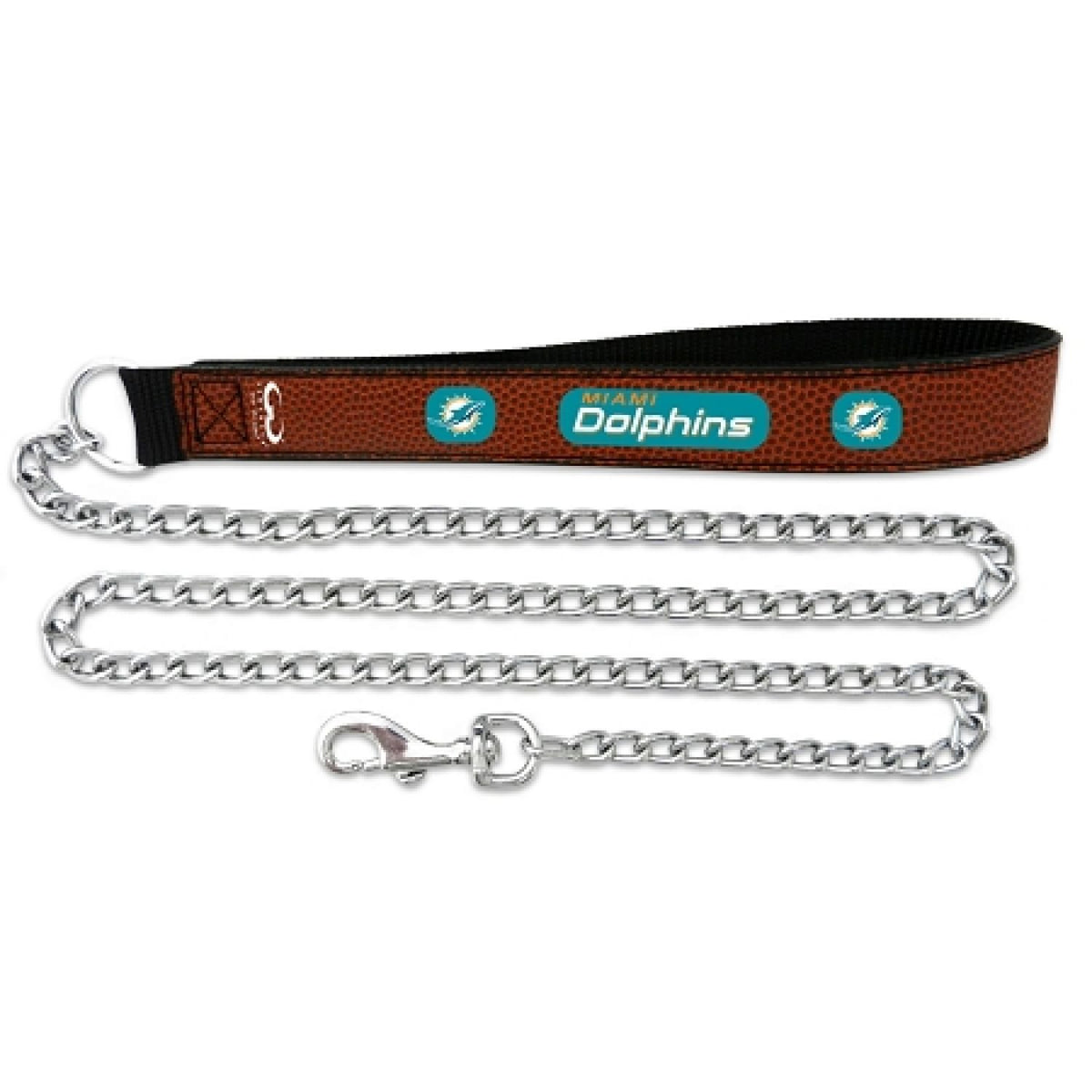 NFL Miami Dolphins Football Leather 3.5mm Chain Leash, Large