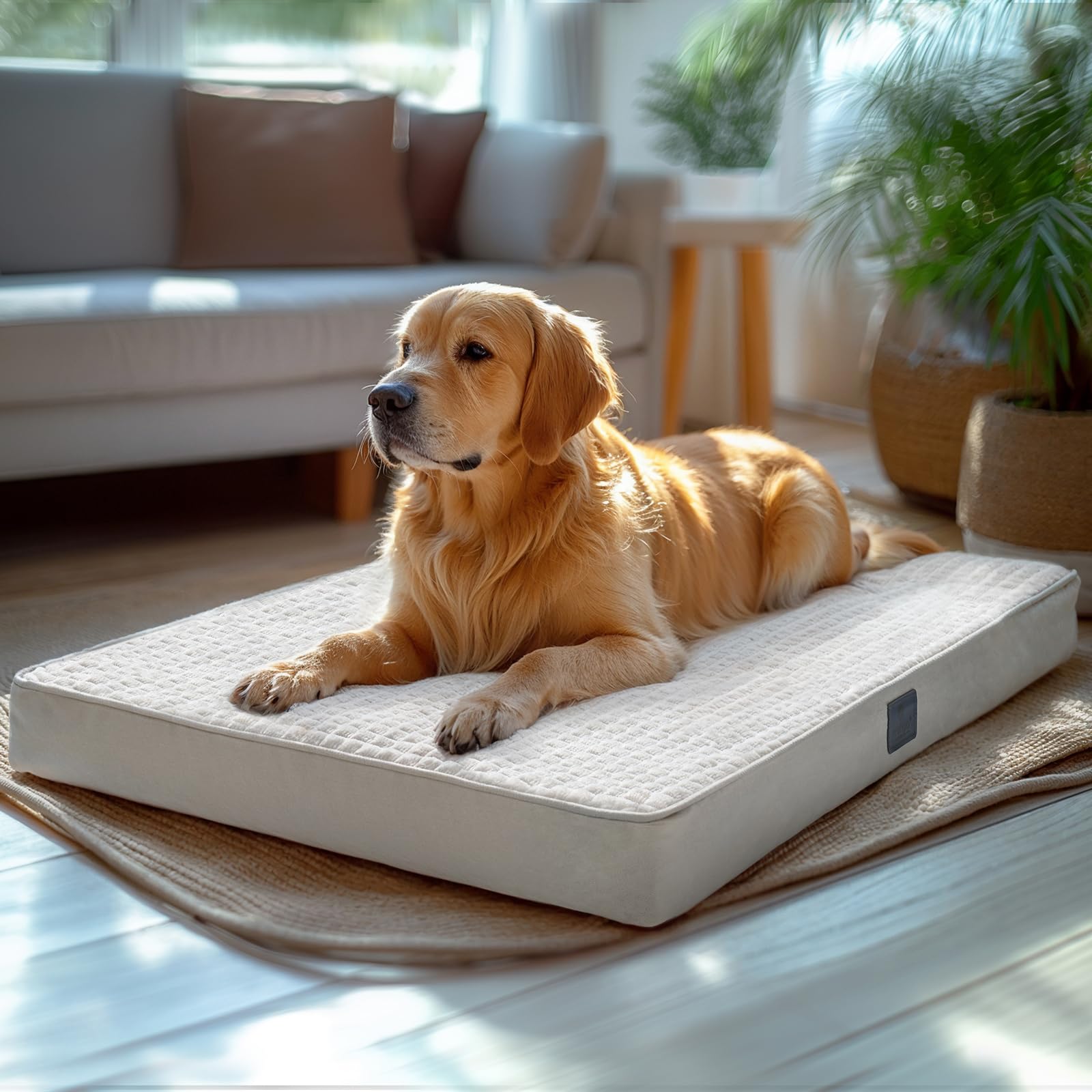 Veehoo Dog Beds Large Sized Dog-4'' Plush Flannel Large Dog Bed With Removable Washable Cover & Waterproof Inner Liner, Xl Ortho