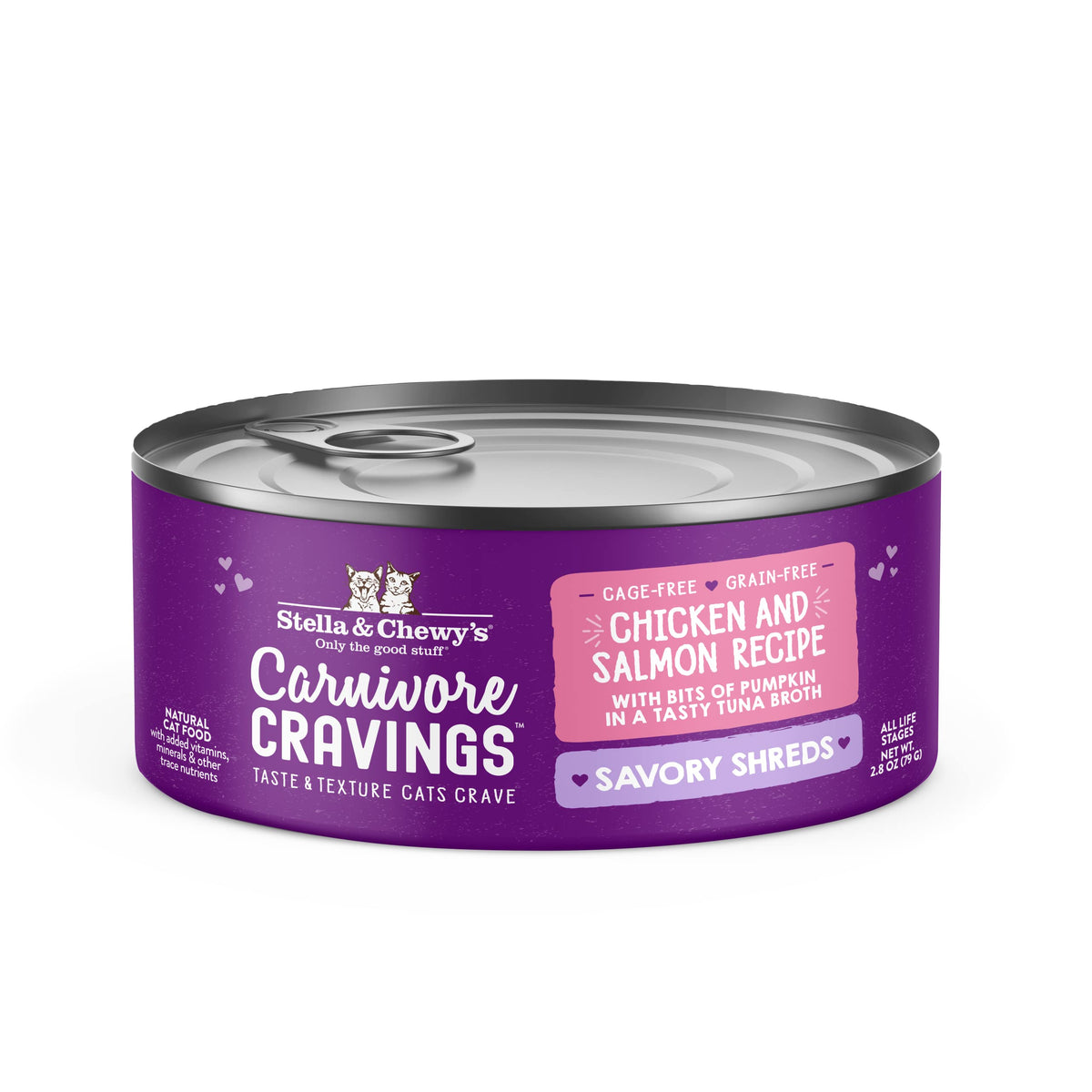 Stella & Chewy’S Carnivore Cravings Savory Shreds Cans - Grain Free, Protein Rich Wet Cat Food - Cage-Free Chicken & Wild-Caught Salmon Recipe - (2.8 Ounce Cans, Case Of 24)