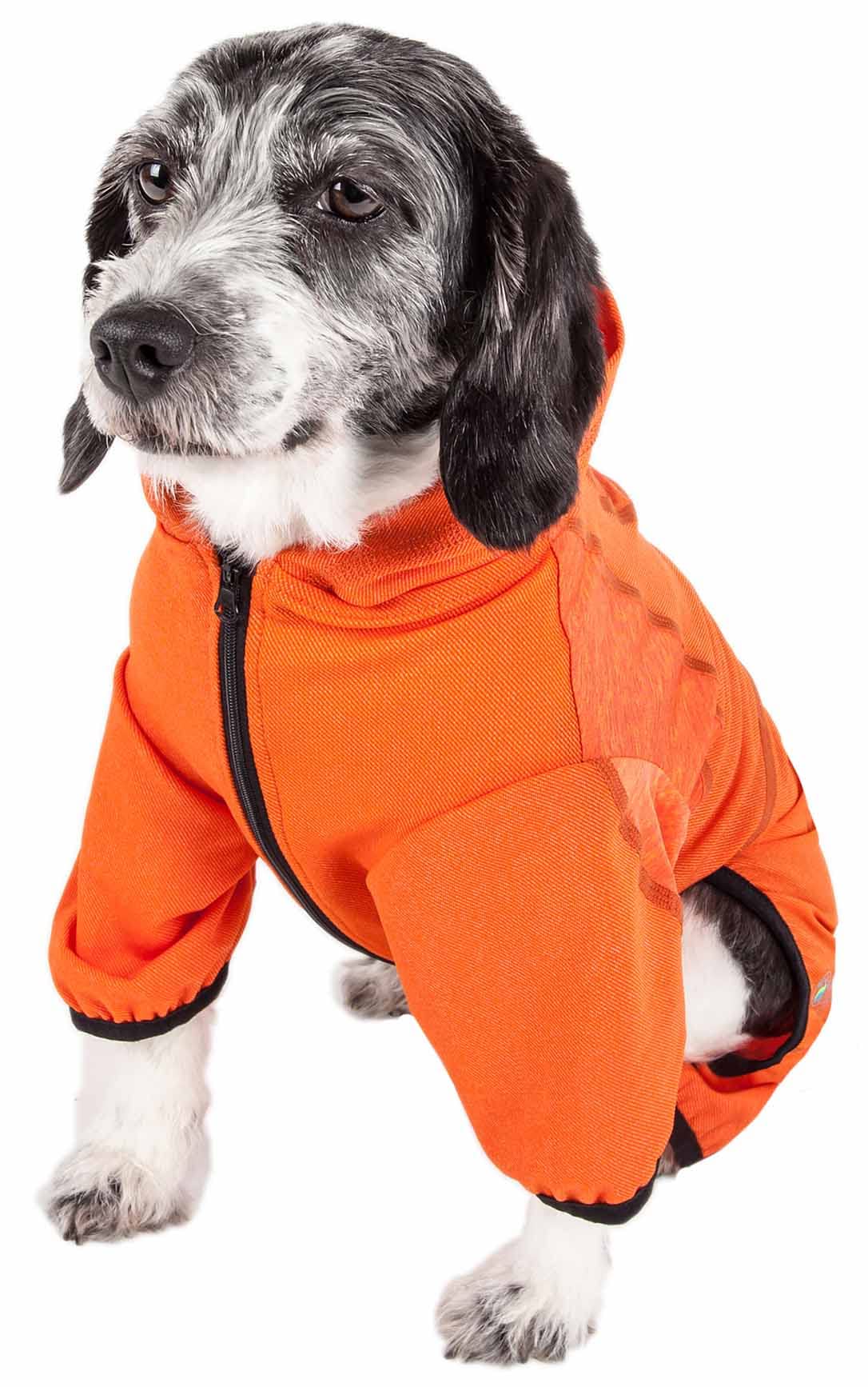 Pet Life Active 'Pawsterity' Heathered Performance 4-Way Stretch Two-Toned Full Bodied Hoodie(D0102H7081W.)