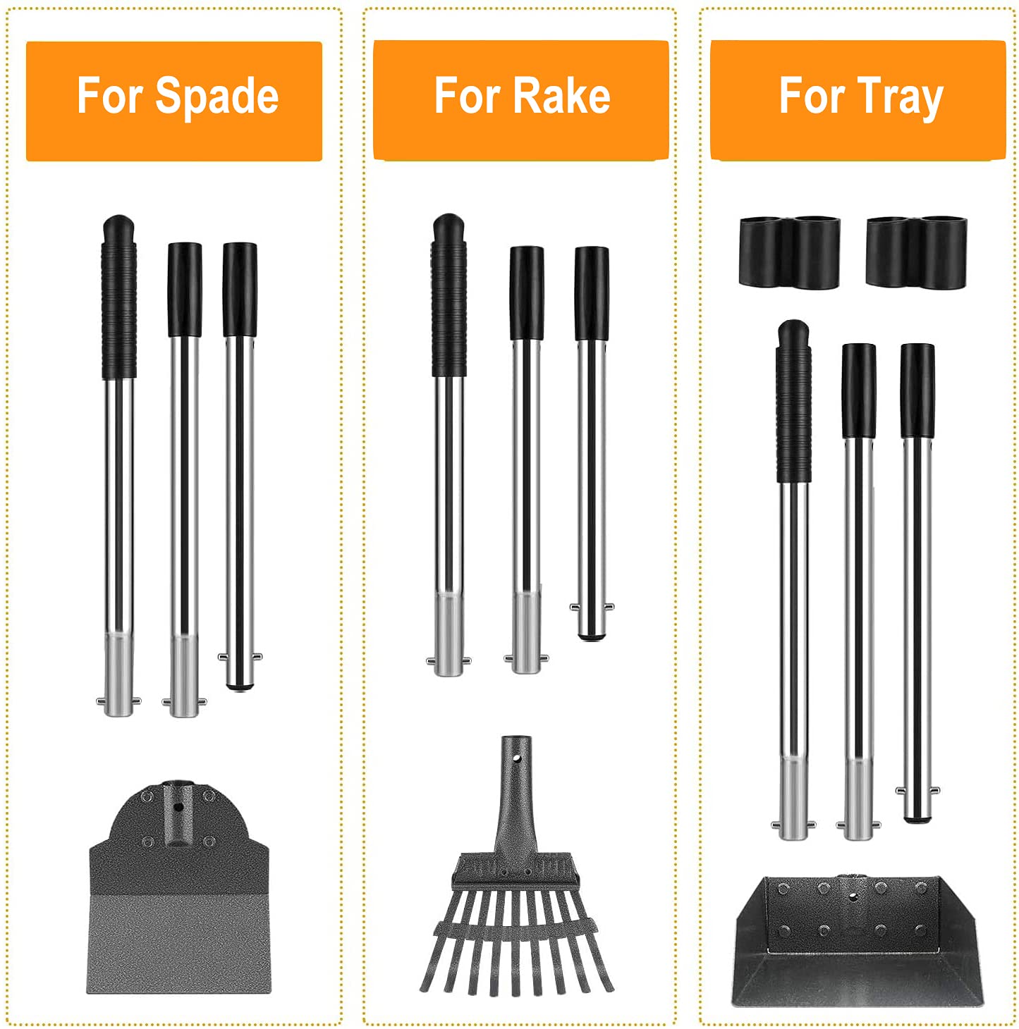 Luffwell Dog Pooper Scooper, Large Tray Rake And Spade Poop Scoop, Long Handle Steel Stainless Poop Scooper For Heavy Duty, Great For Pet Waste Of Small, Medium, Large Dogs