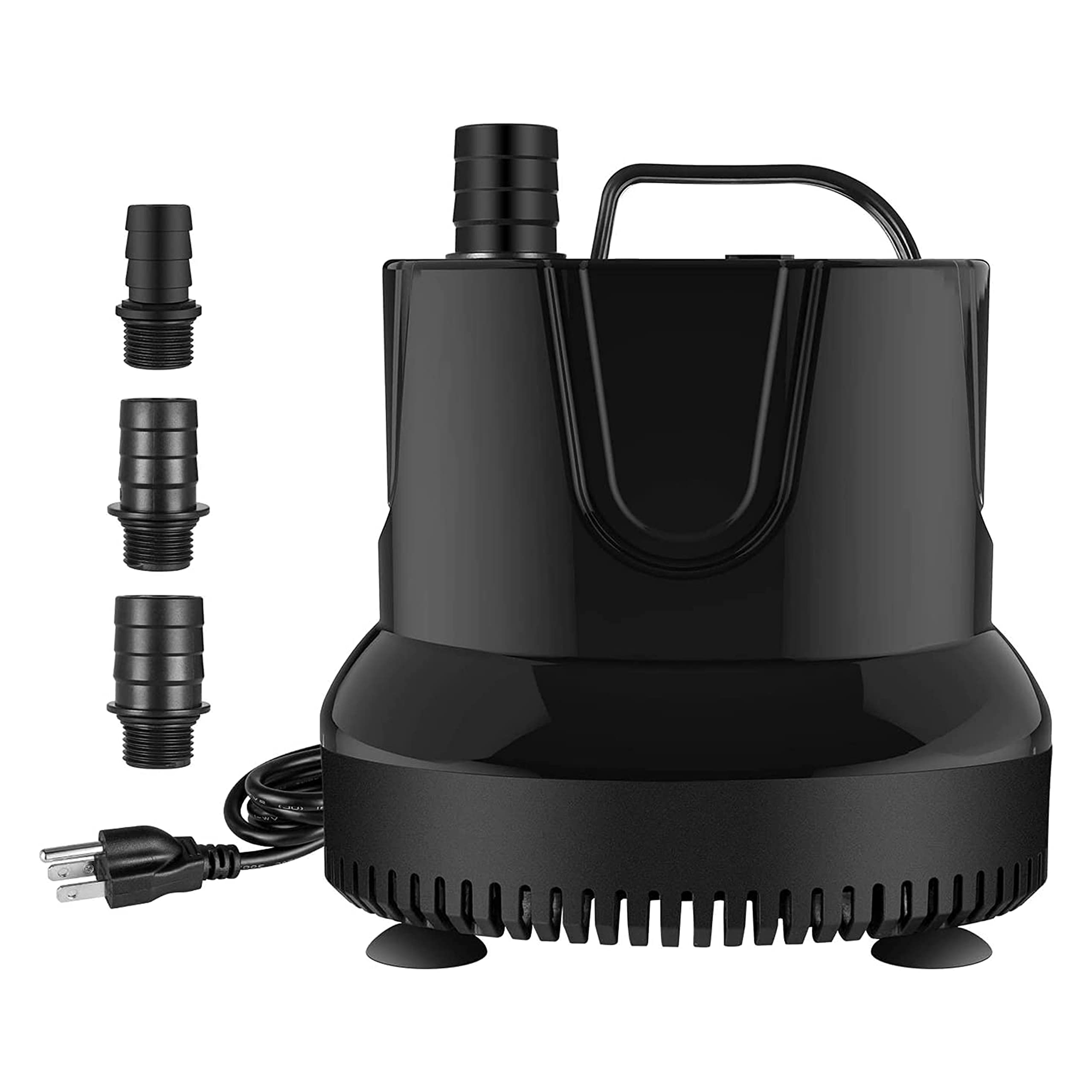 Simple Deluxe 800GPH Bottom Suction Submersible Pump (3000L/H, 60W) with 9.8ft High Lift, Fountain Pump with 3 Nozzles for Fish 