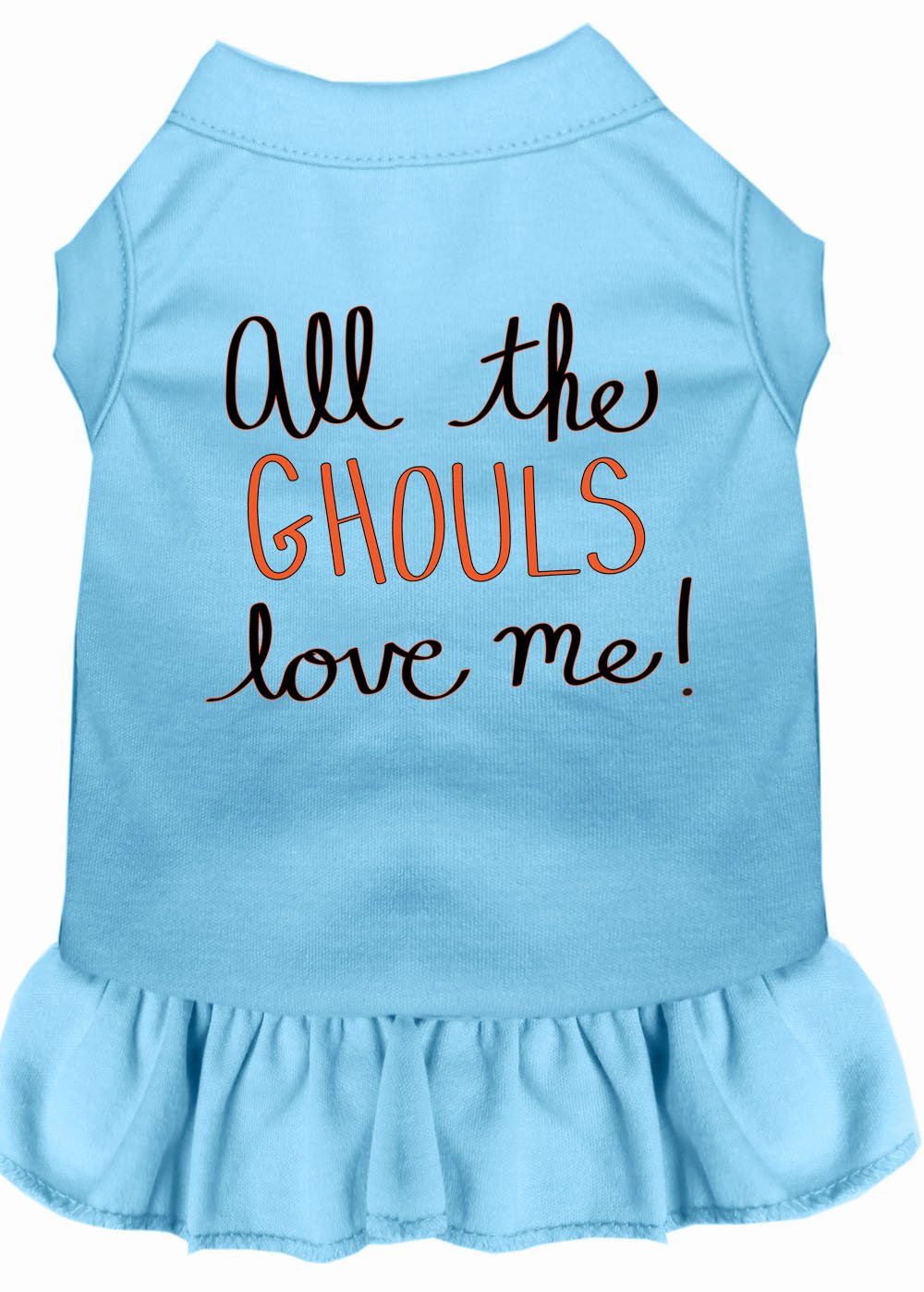 Halloween Pet, Dog & Cat Dress Screen Printed, &quot;All The Ghouls Love Me&quot; Baby Blue MD (6-10 lbs.)