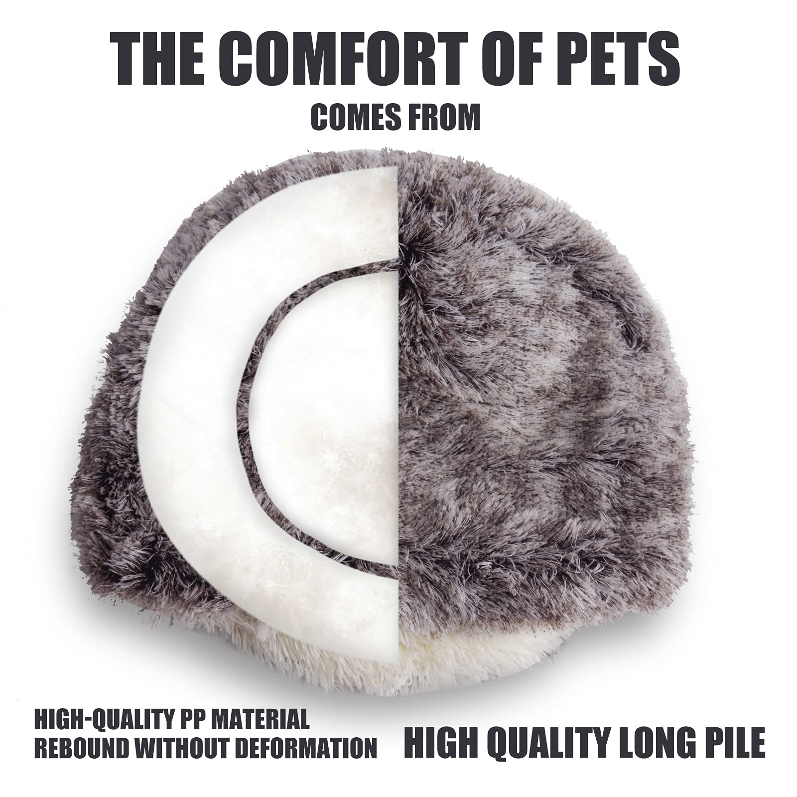ShinHye Cozy Cat Bed - Round Plush Fluffy Hooded Cave, Indoor/Outdoor, Waterproof & Washable (20x20inch, Coffee)