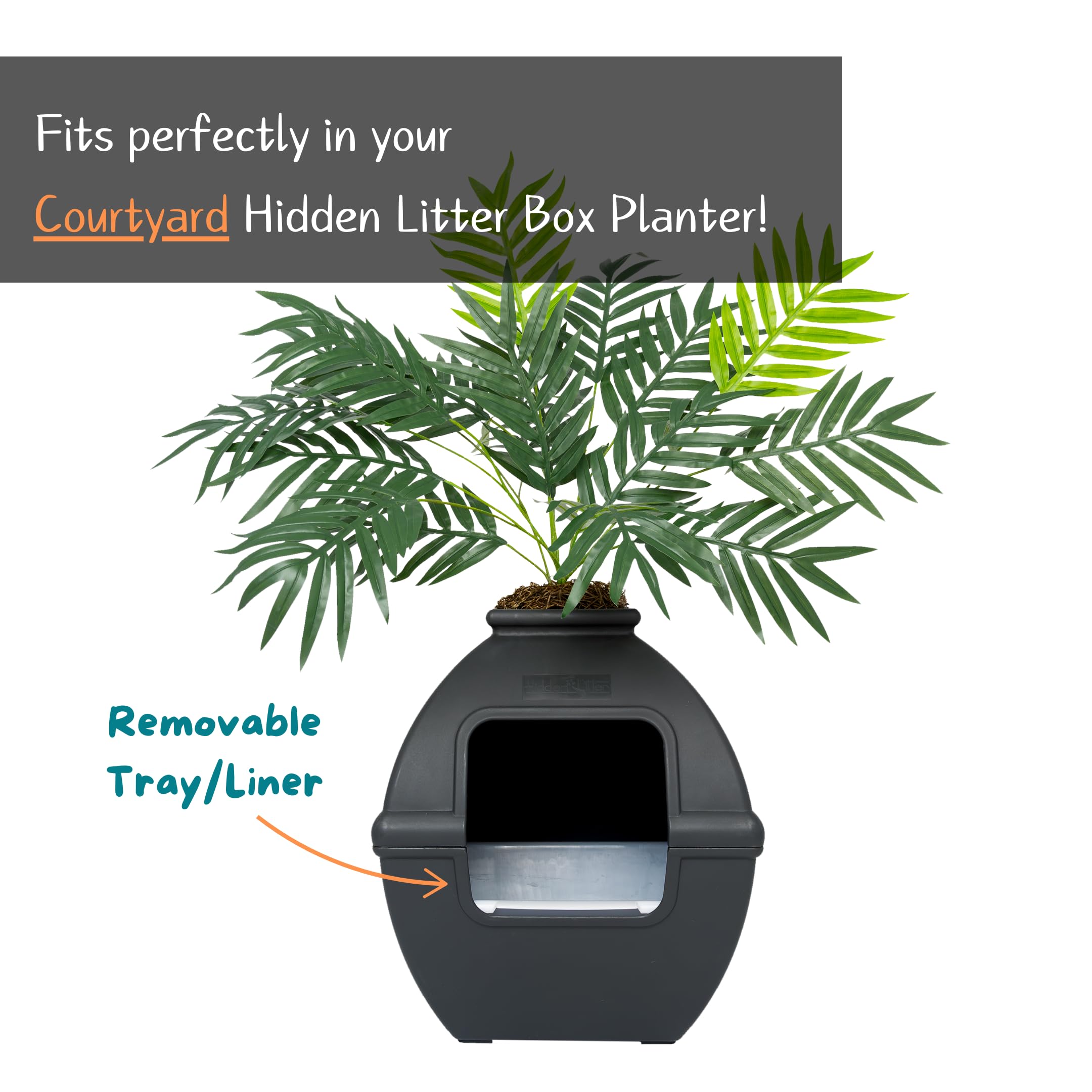 Good Pet Stuff, Litter Box Liner Tray For The Courtyard Hidden Litter Box Planter, Reusable Litter Tray, Easy To Clean, Odorless, Sustainable, Durable, Square, White Litter Box Liner