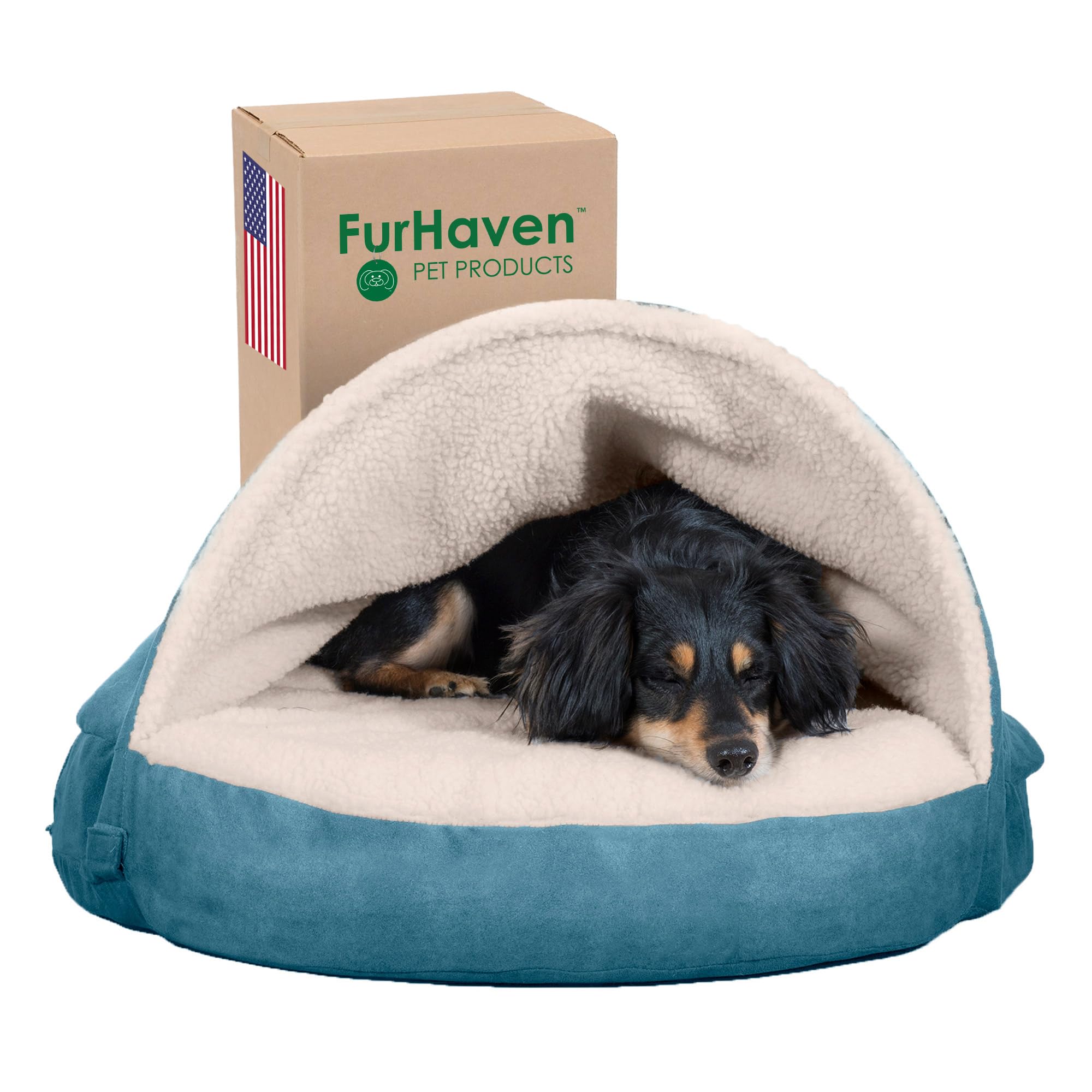 Furhaven 26' Round Cooling Gel Dog Bed For Medium/Small Dogs W/ Removable Washable Cover, For Dogs Up To 30 Lbs - Sherpa & Sued