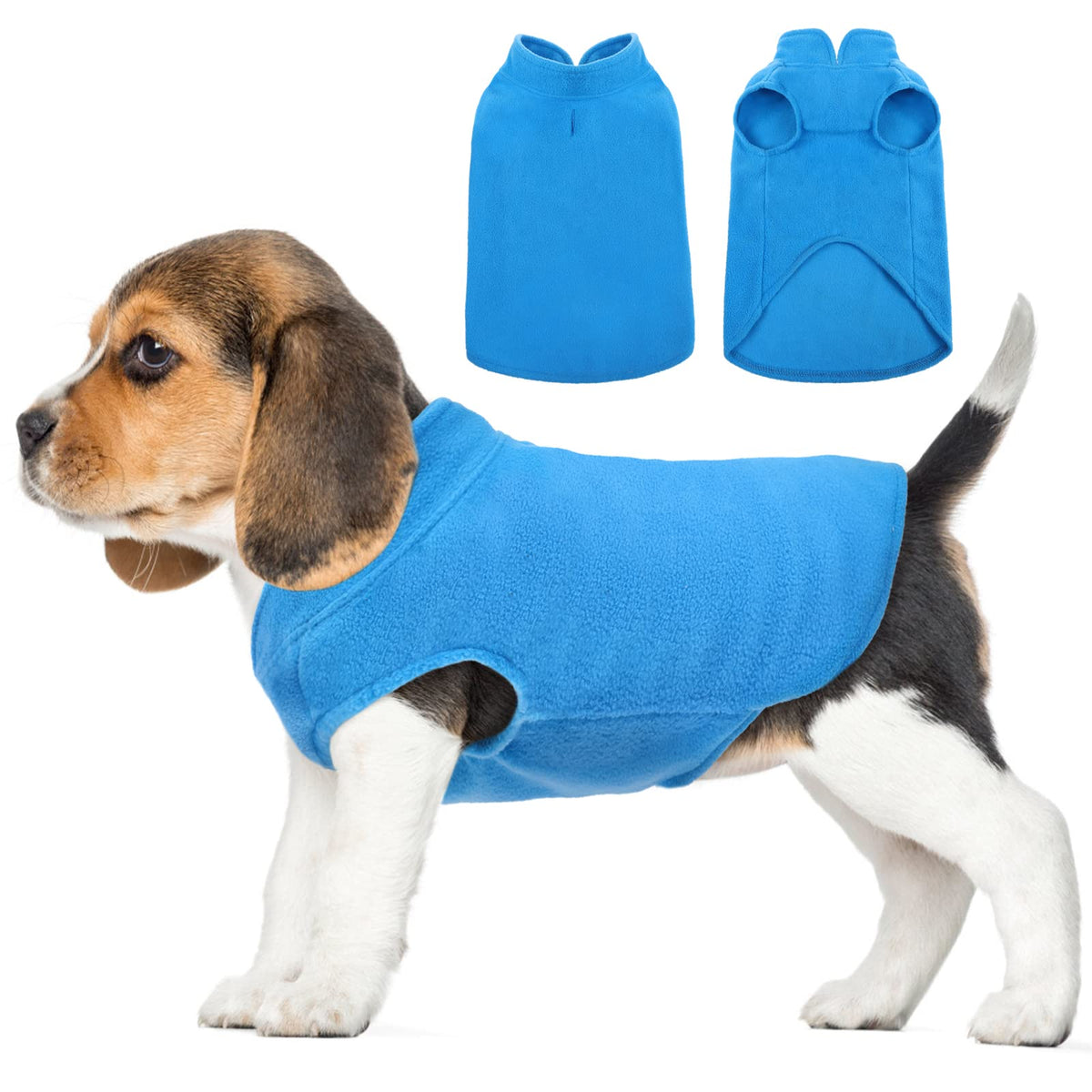 Fuamey Dog Fleece Vest,Warm Sweatshirt Puppy Stretchy Sweater Pullover Dog Turtleneck Coat Dog Winter Jacket With Leash Hole,Doggie Dachshund Sweaters Yorkie Clothes For Small Medium Dogs Blue Xs