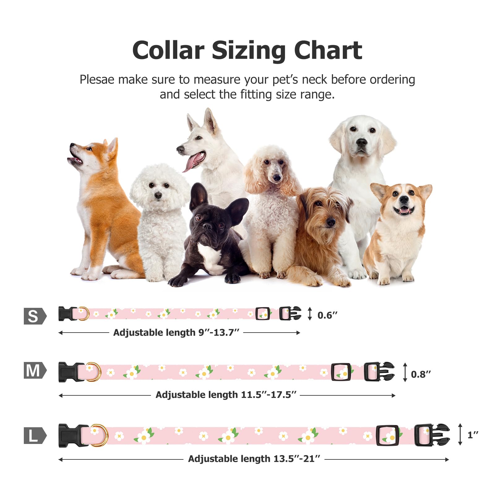 Cotton Handmade Dog Collar Cute And Distinctive Patterns Pink Flower With Pendant For Girl Boy Dogs Collars S