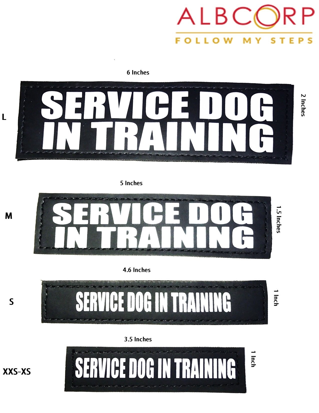 Albcorp Reflective Service Dog In Training Patches With Hook Backing For Service Animal Vests /Harnesses Large (6 X 2) Inch