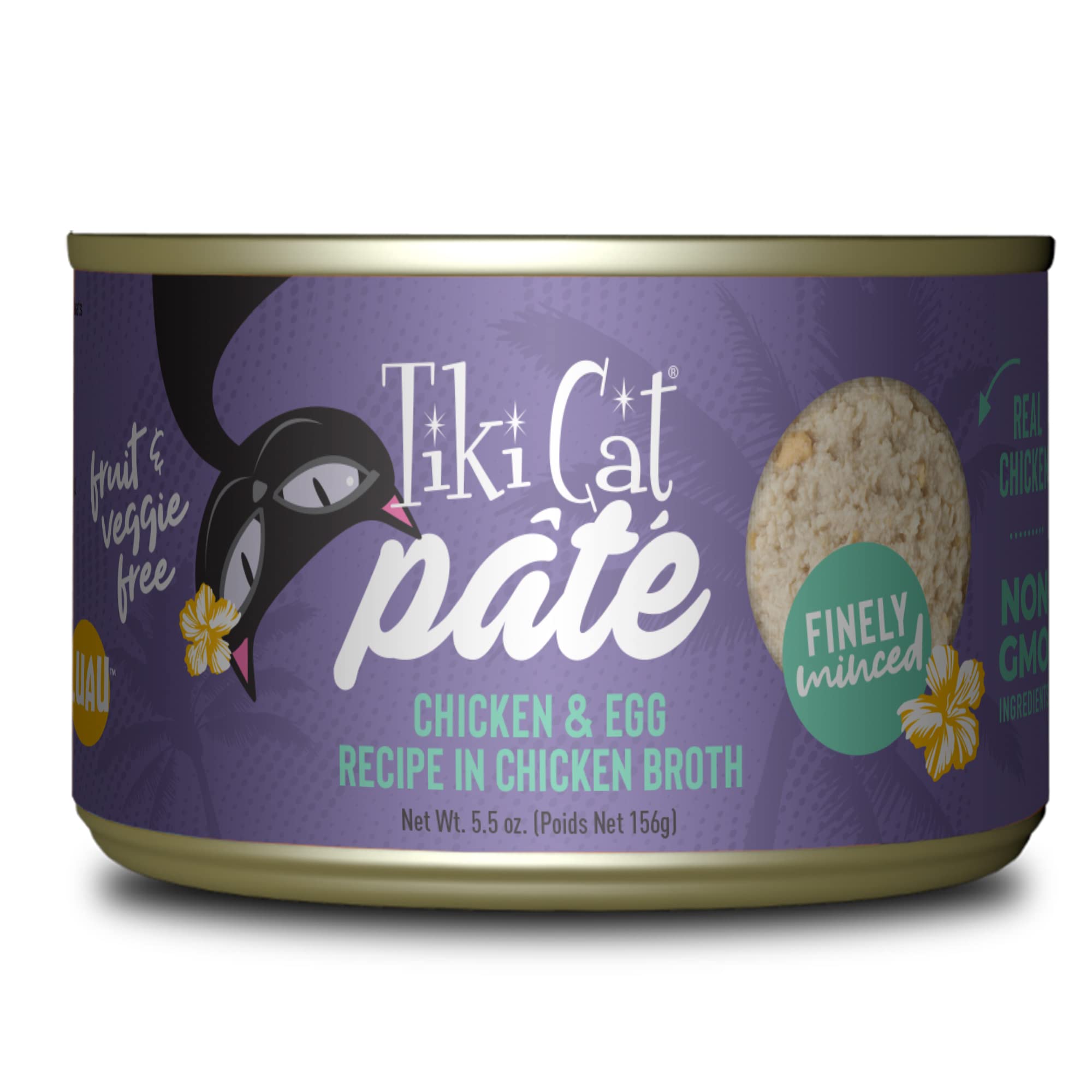 Tiki Cat Luau Pt  , Chicken and Egg Recipe in Chicken Broth, Grain-Free Balanced Nutrition Wet Canned Cat Food, for All Life Sta