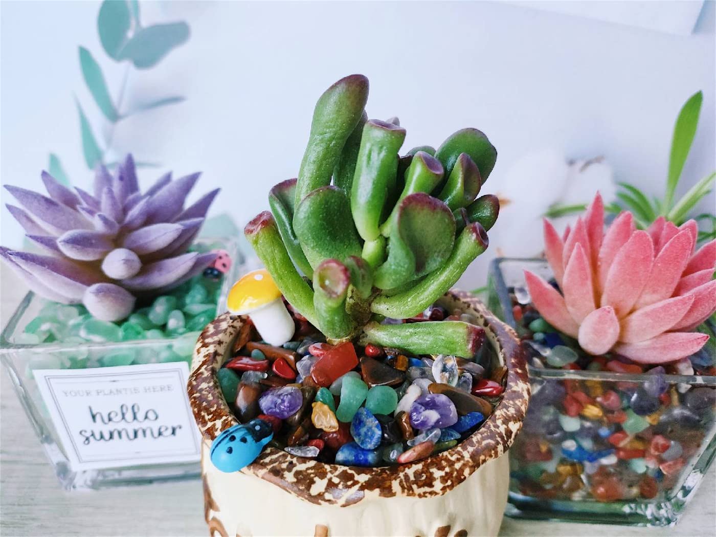 ZHIYUXI Chakra Crystal Vase Filler Crystal Chips Stone for Decoration Succulent Plants Vase Fish Tank Gravel Crushed Crystals Ch