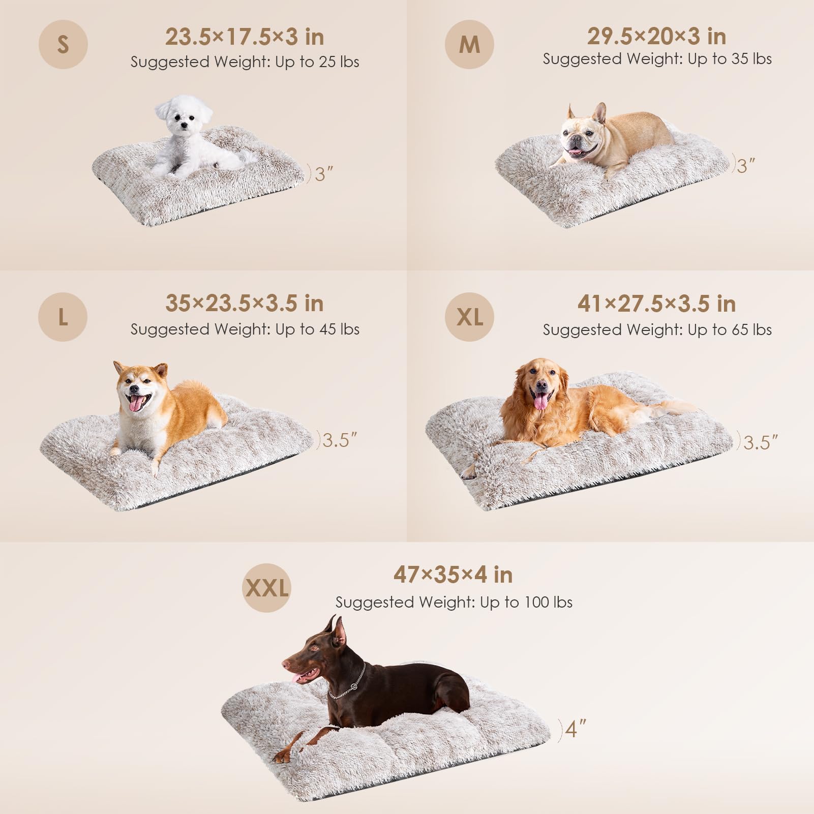 Eheyciga Fluffy Dog Crate Bed For Small Dogs, Plush Faux Fur Crate Pad, Calming Anti Anxiety Small Dog Bed, Washable Soft Warm M