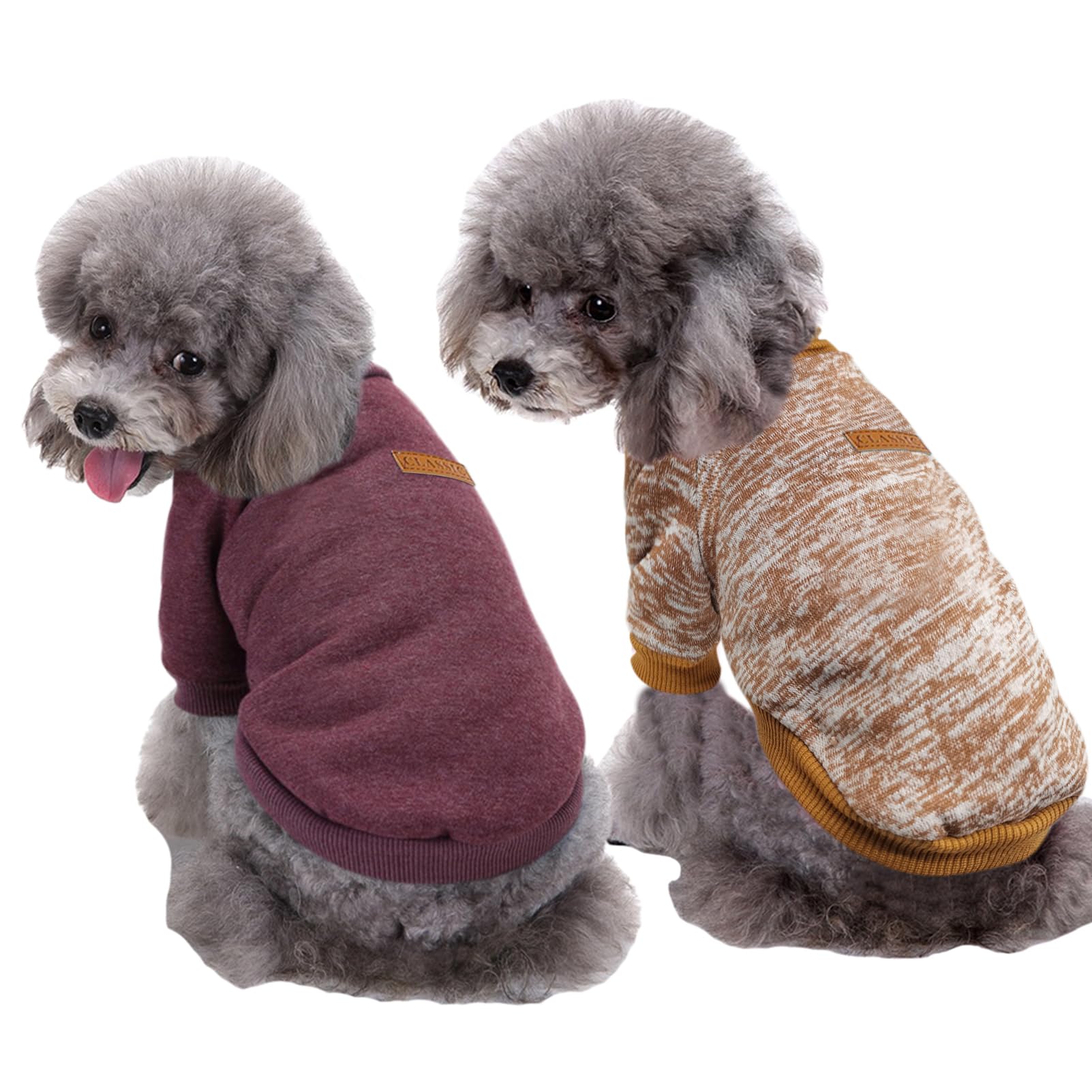 Chborless Pet Dog Sweater Warm Dog Pajamas Soft Cat Sweater Puppy Clothes Small Dogs Sweater Winter Doggie Sweatshirt (S, Brown+