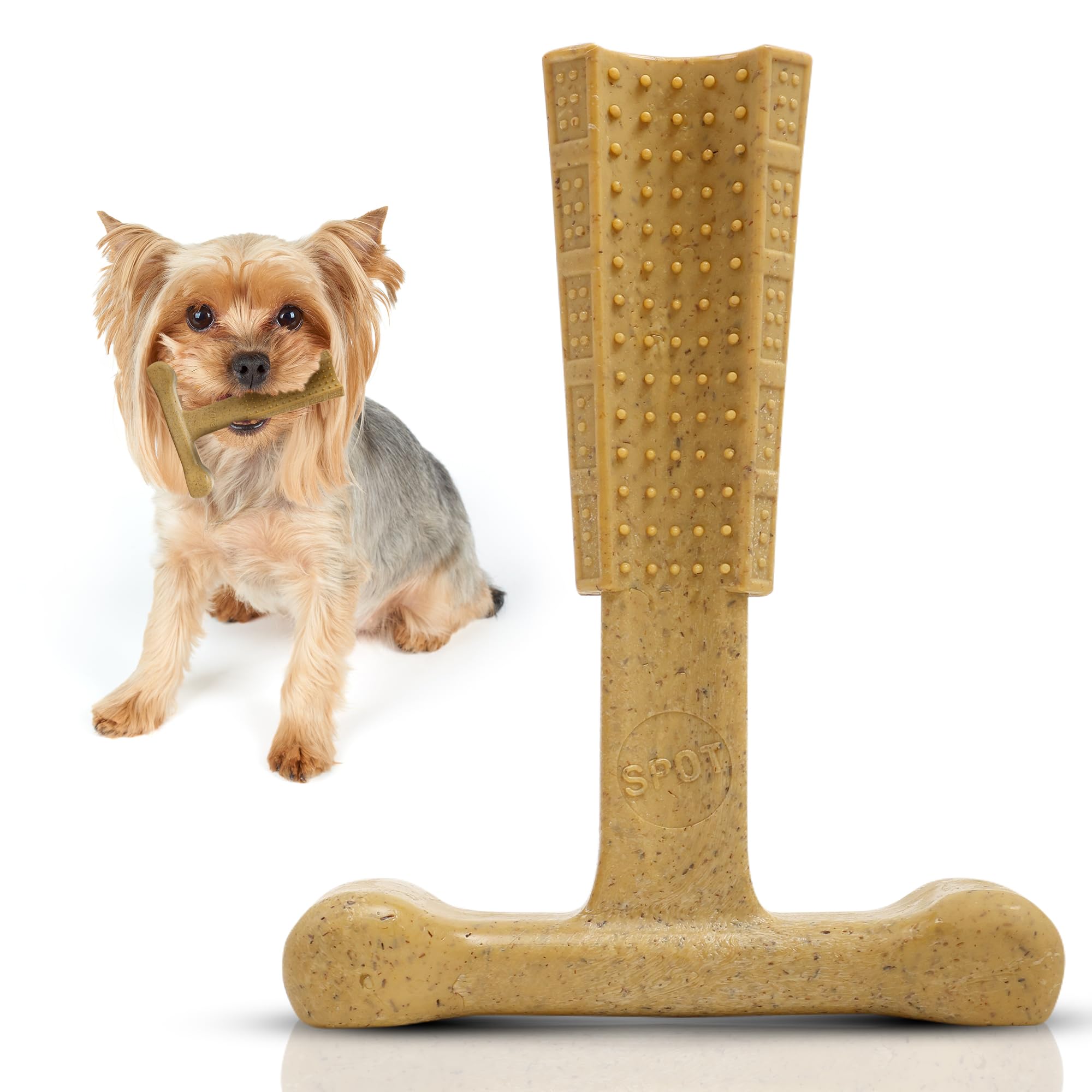 Spot Bam-Bones Plus T Bone - Bamboo Fiber & Nylon, Durable Long Lasting Dog Chew For Aggressive Chewers - Great Toy Foradult Dog