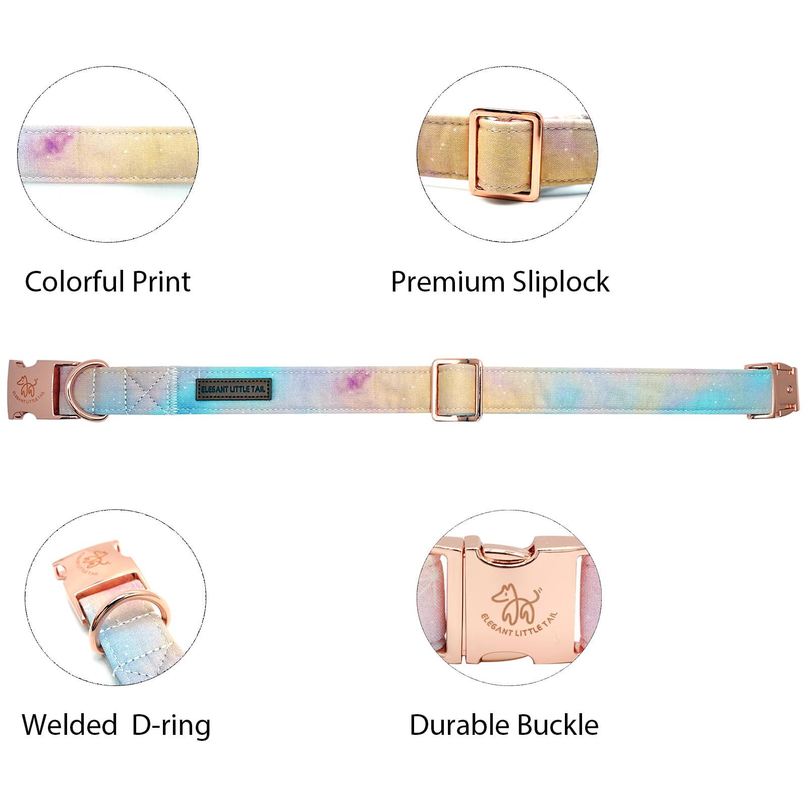 Elegant Little Tail Cotton Dog Collar - Colorful Summer Collar With Metal Buckle For Large Dogs