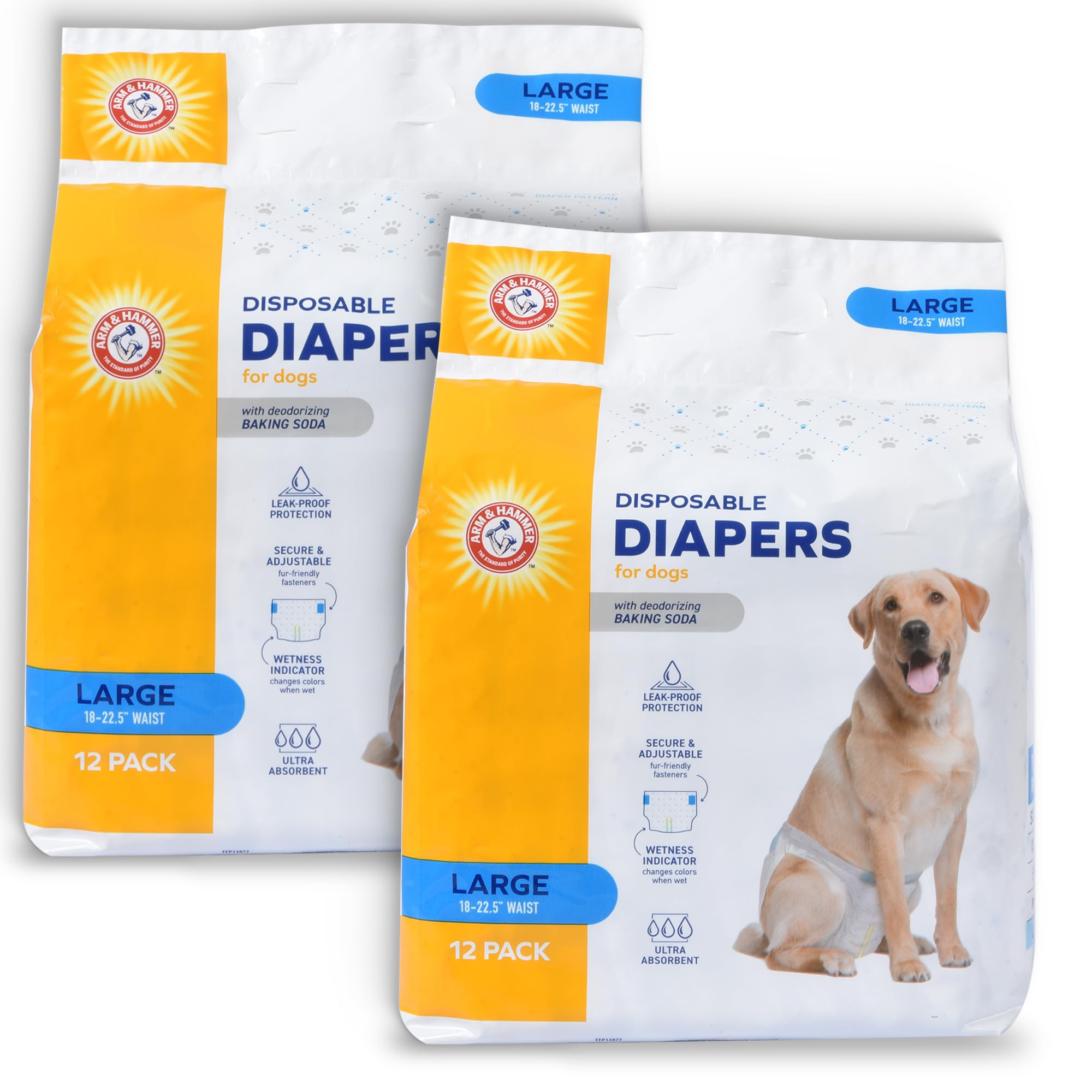 Arm & Hammer for Pets Female Dog Diapers, Size Large, 24 Count UltraAbsorbent, Adjustable Girl Dog Diapers with Leakproof Protec