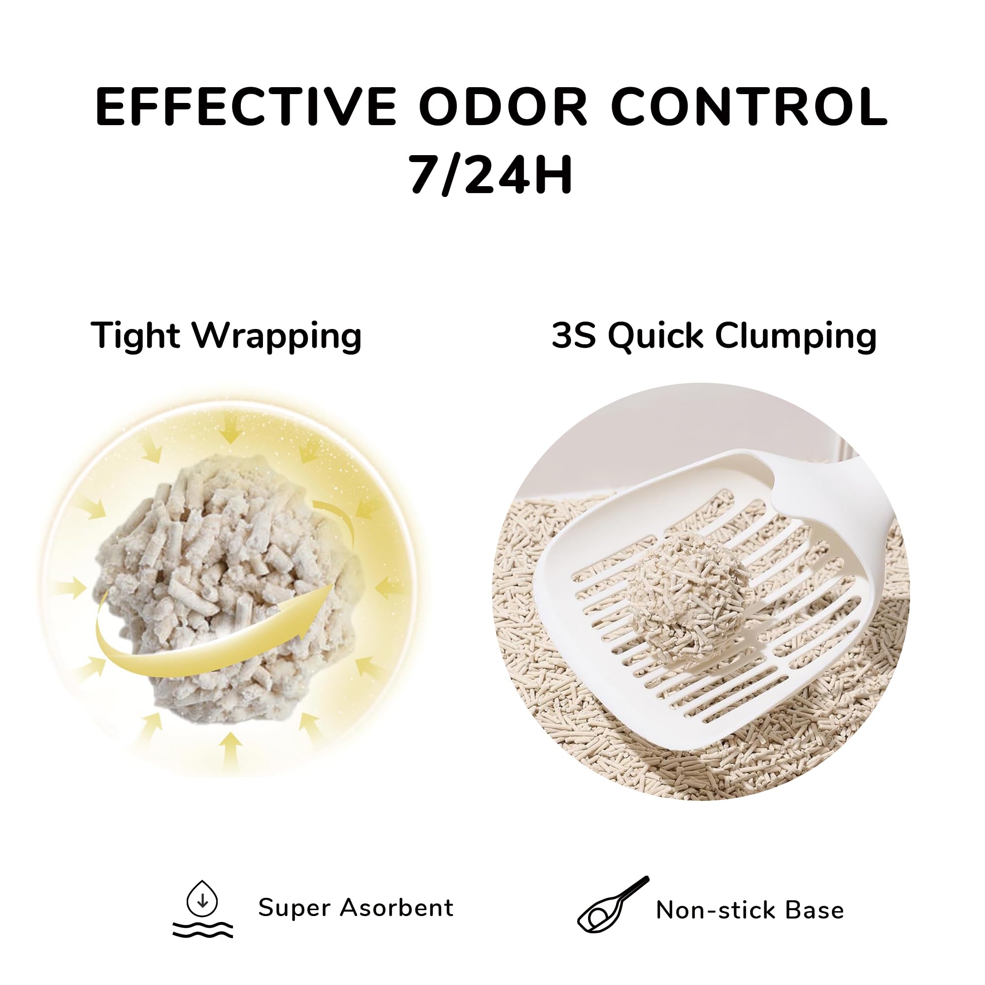 Fukumaru Tofu Cat Litter, 100% Natural Ingredients Litter, Flushable, Dust Free, Quick Clumping, Lightweight, Low Tracking Cat Litter Pellets, Effective Odor Control, Unscented, 18 Lbs (3 Packs)