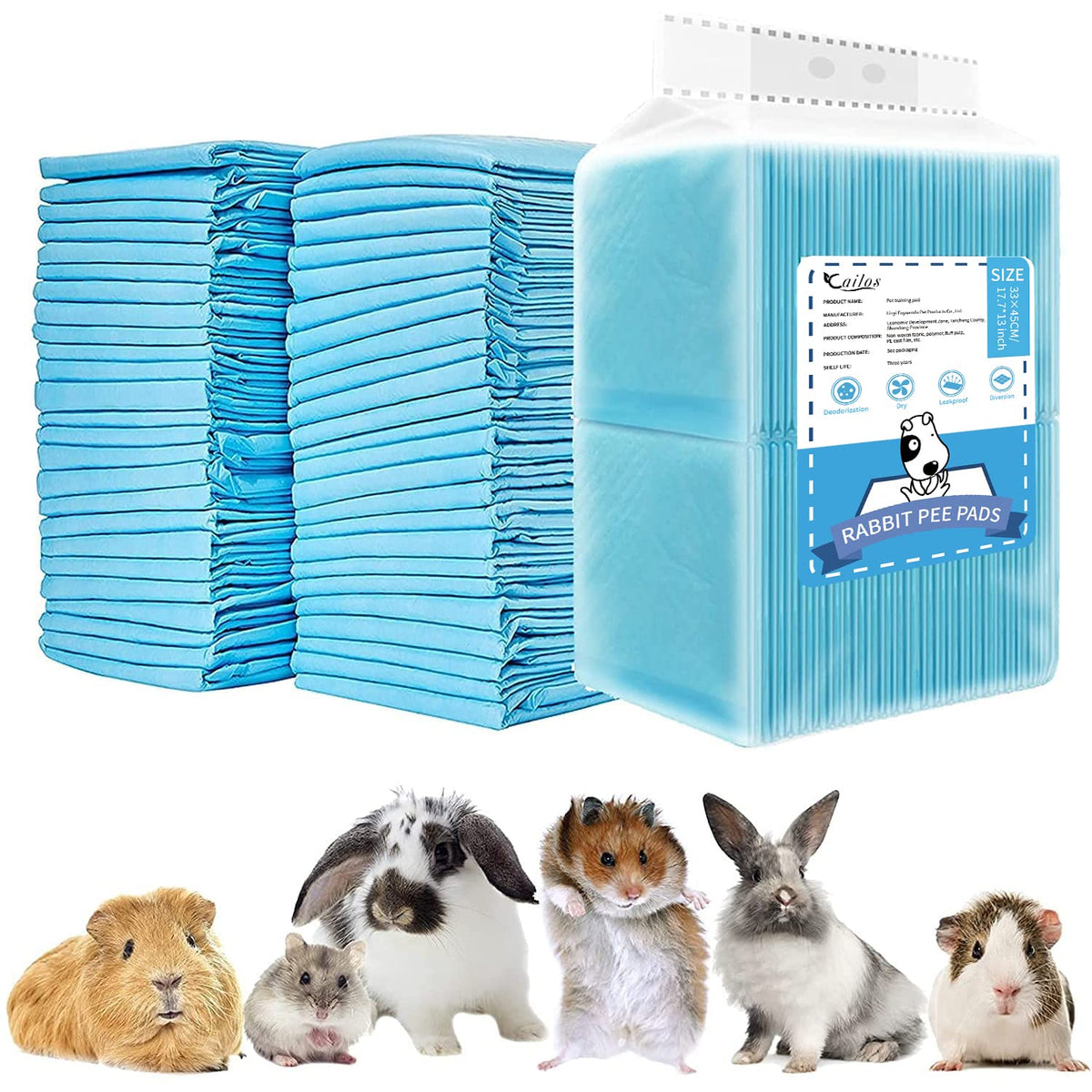 Rabbit Pee Pads, Disposable Super Absorbent Diaper, Pet Toilet/Potty Training Pads for Guinea Pigs, Hedgehog, Hamsters, Chinchil