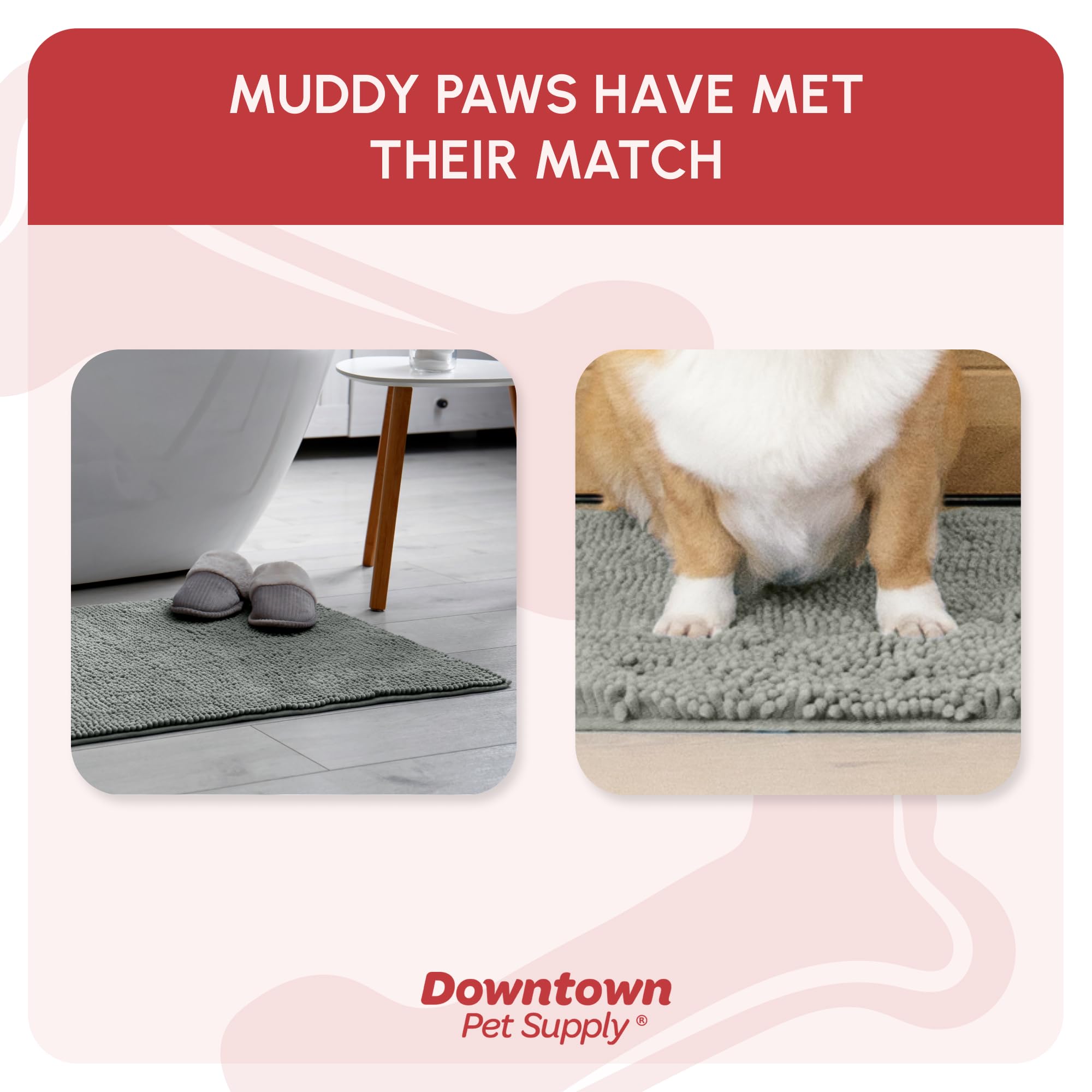 My Doggy Place Microfiber Dog Mat for Muddy Paws, 31 x 20 Light Gray - Absorbent and Quick-Drying Dog Paw Cleaning Mat, Washer a