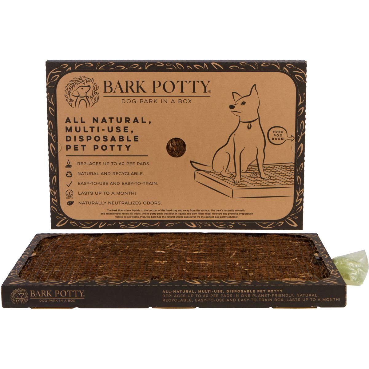 Bark Potty Disposable Dog Potty - Multi-Use, Odor Neutralizing, Non-Leaking - Lasts For Weeks - Indoor/Outdoor