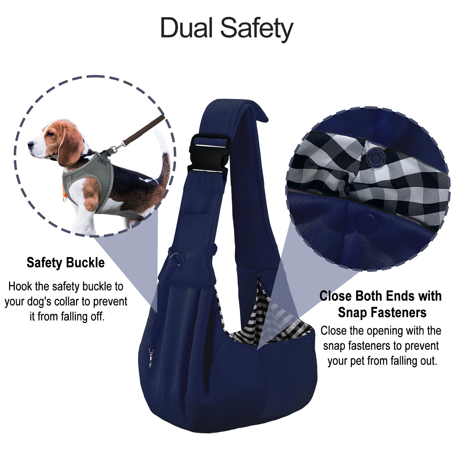 Petloft Reversible Dog Cat Sling Carrier, Small Dog Carrier, Adjustable Dog Sling, Hands Free Cross Body Carrier With Collar Hook For Dog/Cat/Bunny Up To 11Lb (Blue)