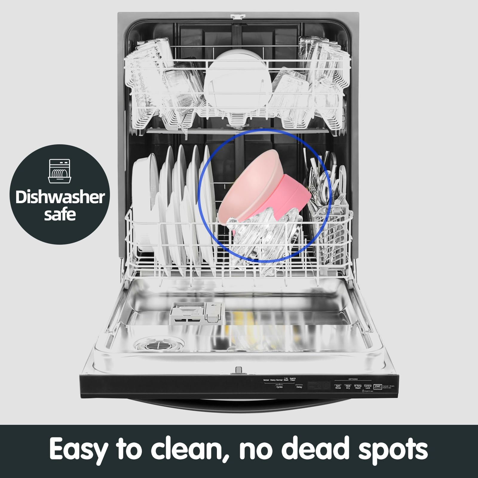 Bulldog Bowl Anti-Slip Dog Cat Dish Detachable Rubber Dog Bowl Pet Sterile Tilted Pet Feeder Slope Base (Pink, 3.5 Cup (Medium/L