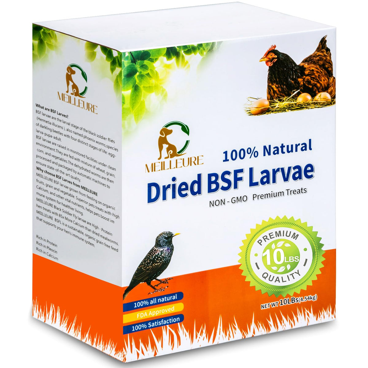 Meilleure 10Lbs Dried Black Soldier Fly Larvae For Chickens - High Protein Chicken Food 100% Natural - Bsf Larvae More Calcium Than Dried Mealworms, Chicken Treats For Laying Hens Ducks Birds