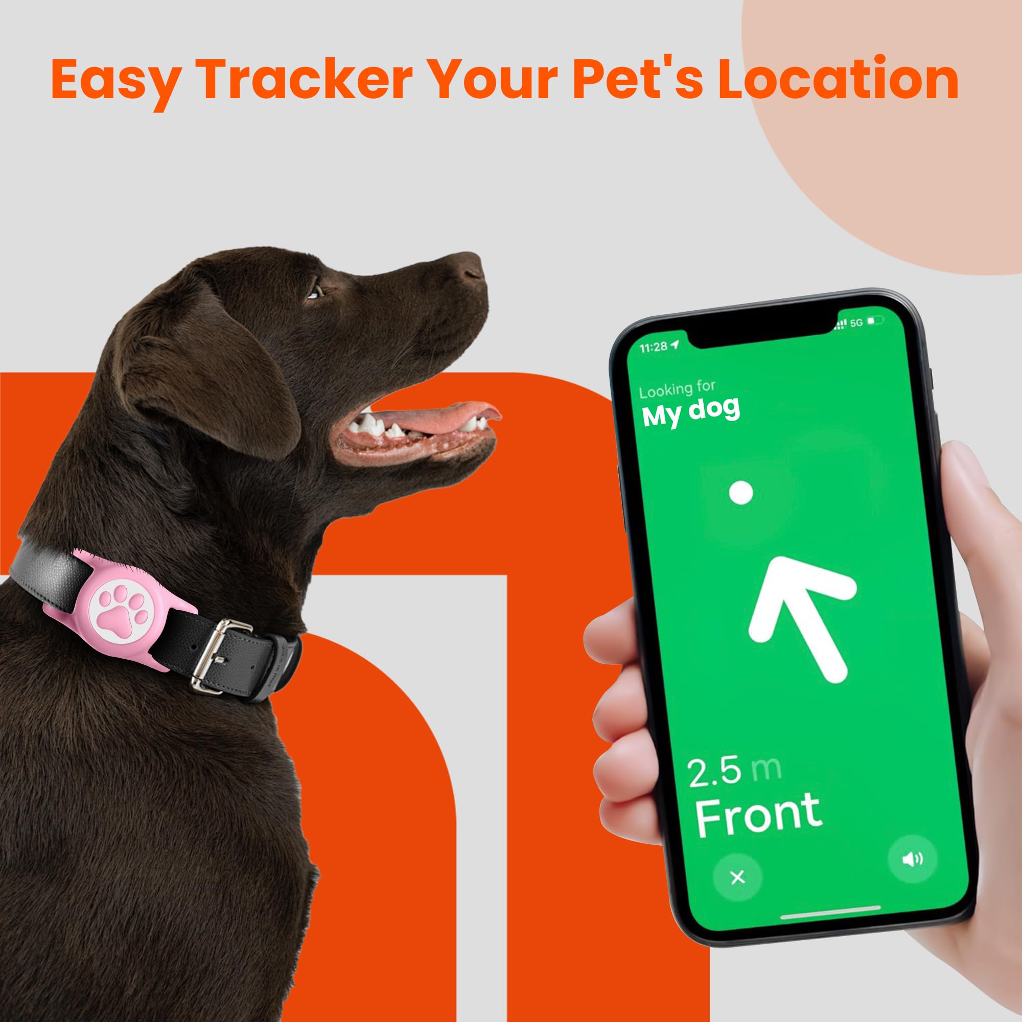 Ilfindyou Waterproof Airtag Dog Collar Holder For Apple Air Tag, Silicone Dog Airtag Holder For Dogs & Cat Collars(Pink)