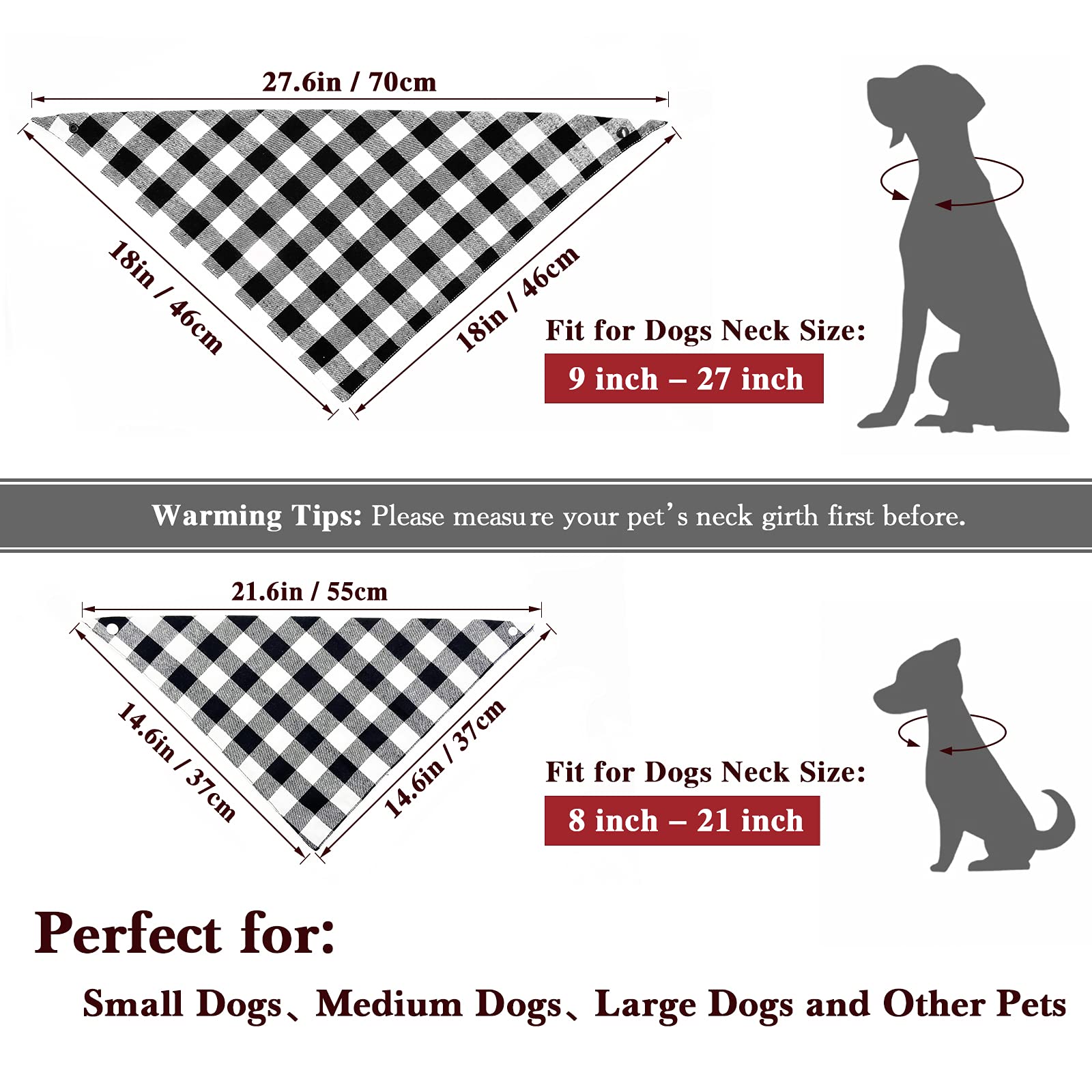 Christmas Plaid Dog Bandana With Button, Dual Layer Scarf Soft Cotton Triangle Bib Girls And Boys Kerchief Adjustable Accessorie