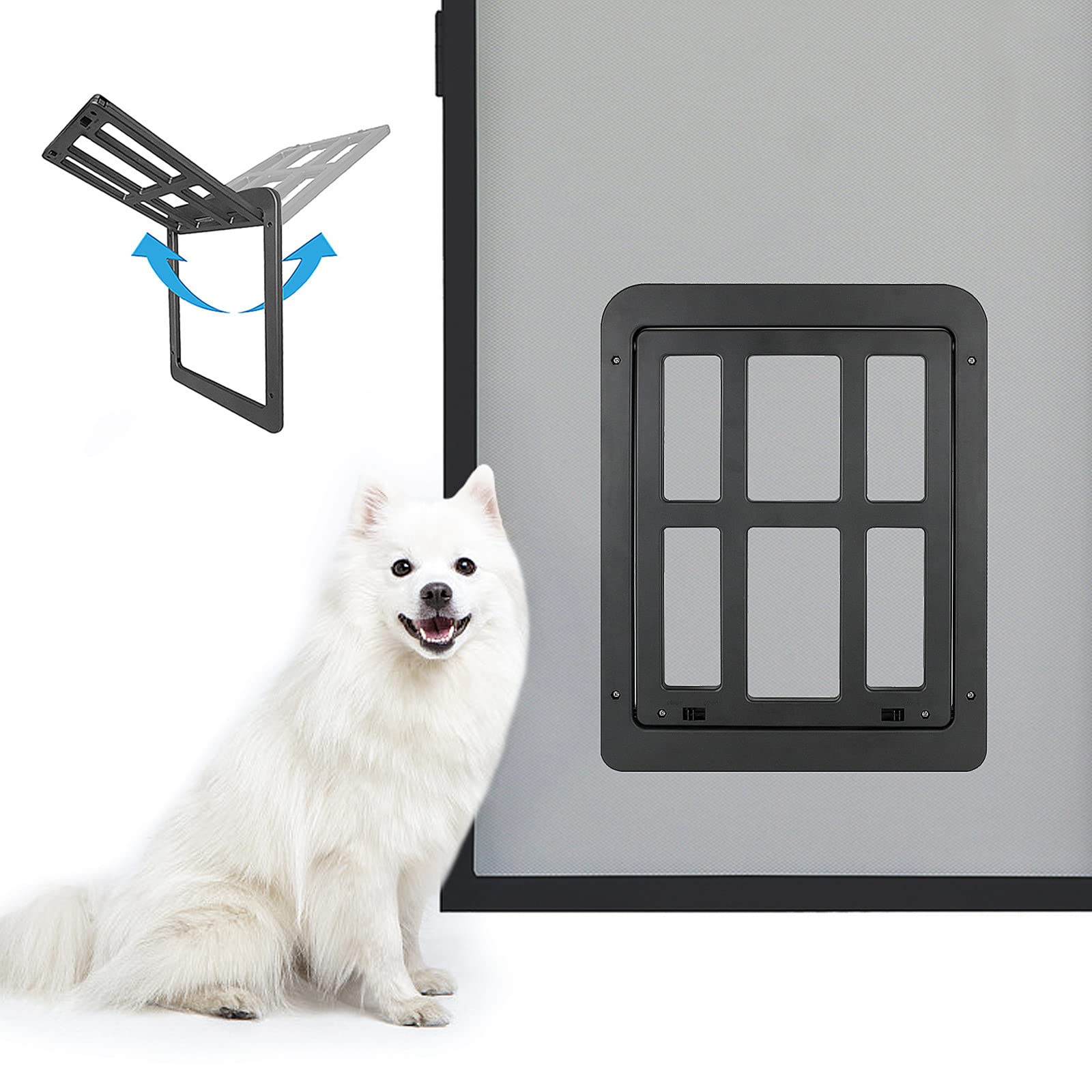 Namsan Dog Door For Screen Door, Inside Opening 11 X 13 Inches Doggy Door For Sliding Door, Screen Porch Doggie Door Adult Cat Door Magnetic Auto-Closing