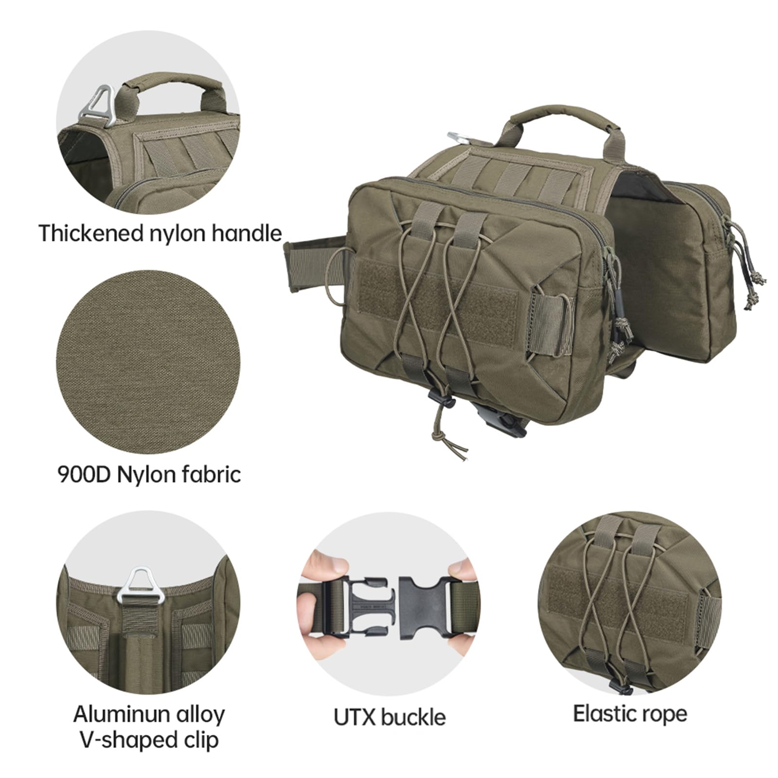 Excellent Elite Spanker Dog Pack Hound Dog Saddle Bag Backpack For Travel Camping Hiking Medium & Large Dog With 2 Capacious Side Pockets(Rgn)