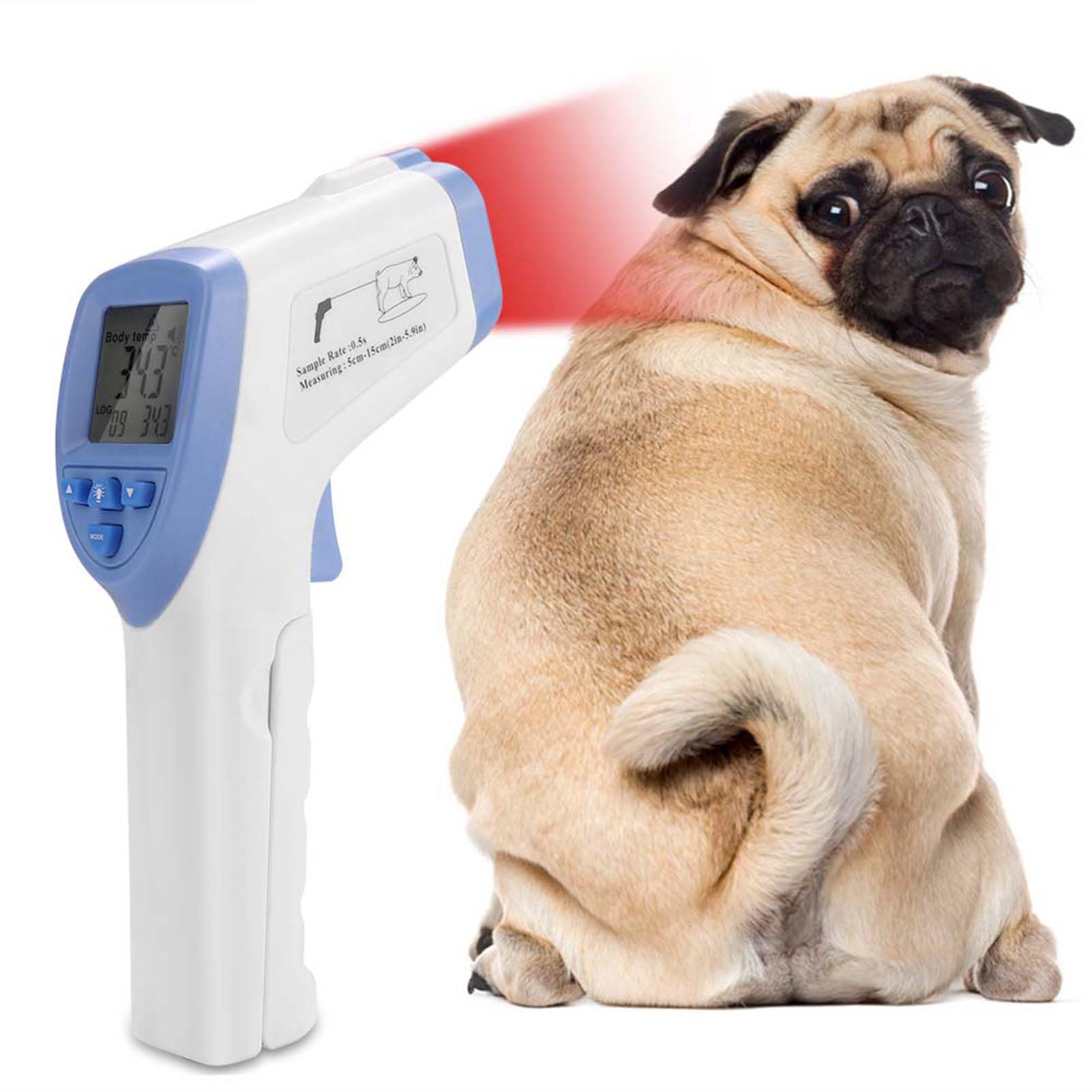 Veterinary Thermometer, Fast Digital 0.1 Accuracy Veterinary Infrared Thermometer Blue Non-Contact Digital Thermometer for Pig S