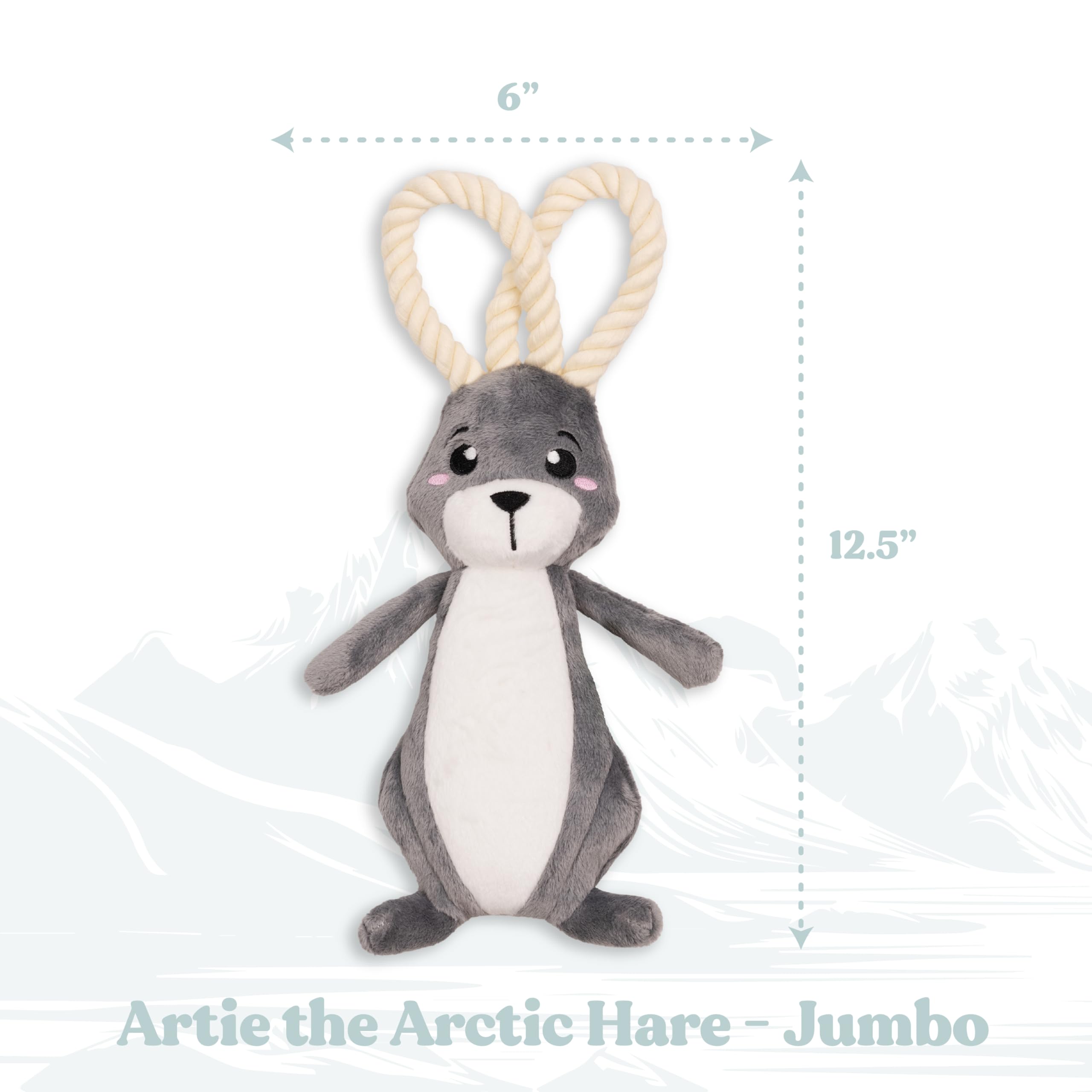 Grrreen Arctic Collection Dog Toys | Jumbo Sized Artie The Arctic Hare | Cute, Durable, & Sustainable Plush Chew Toys For Dogs 5