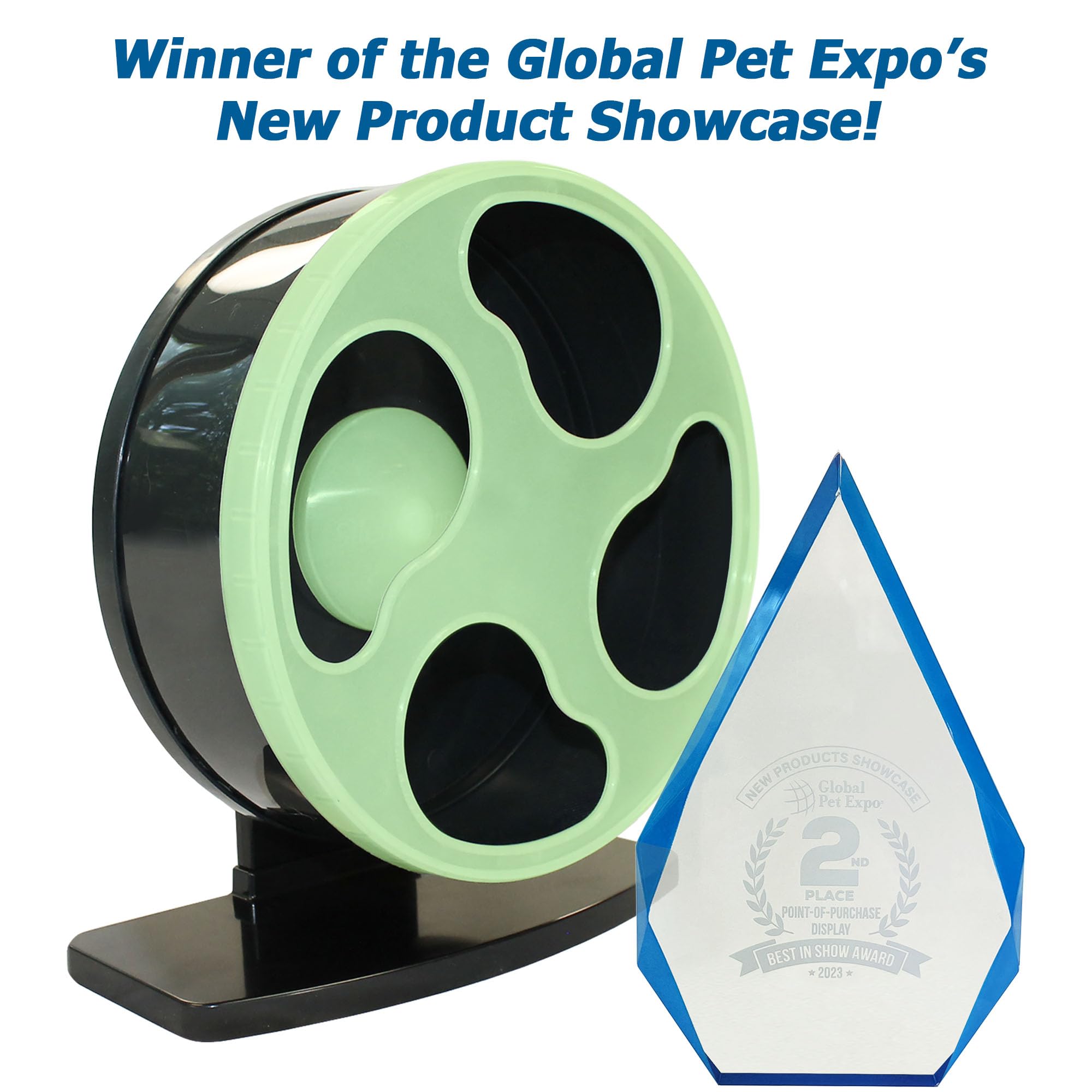 Silent Runner- 9' Regular - Exercise Wheel + Stand + Cage Attachment (Glow In The Dark)